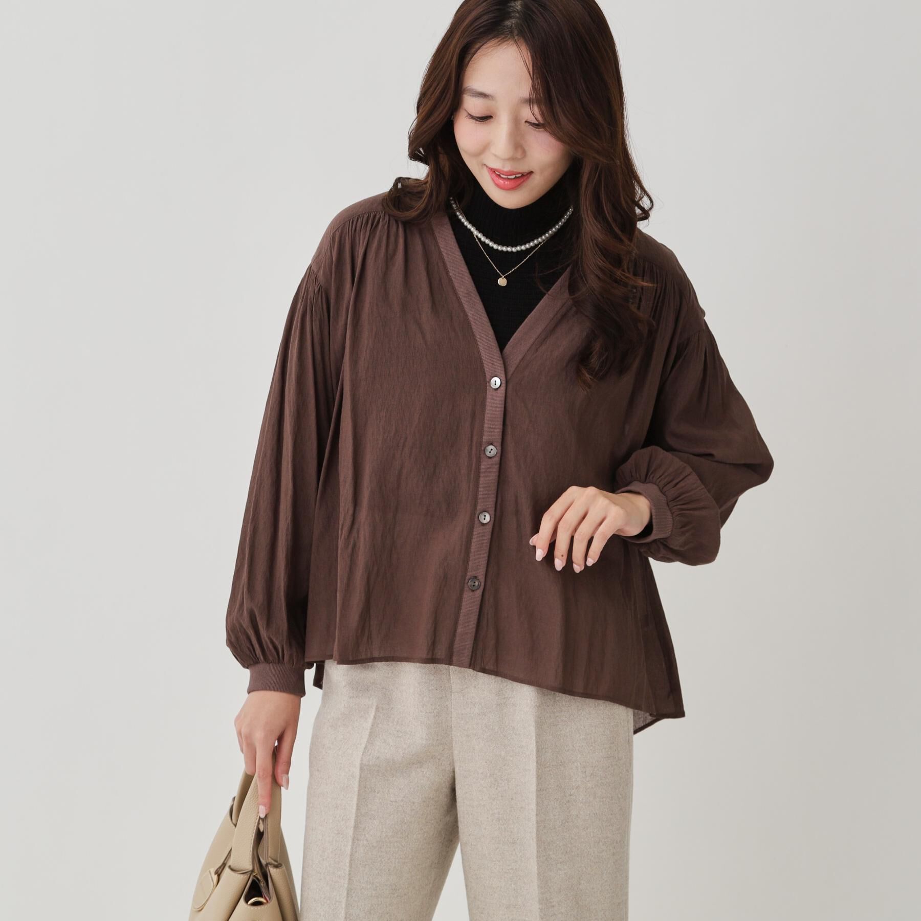 COUP DE CHANCE「【手洗い可】エアリーなシャツ風カーディガン」|カーディガン|