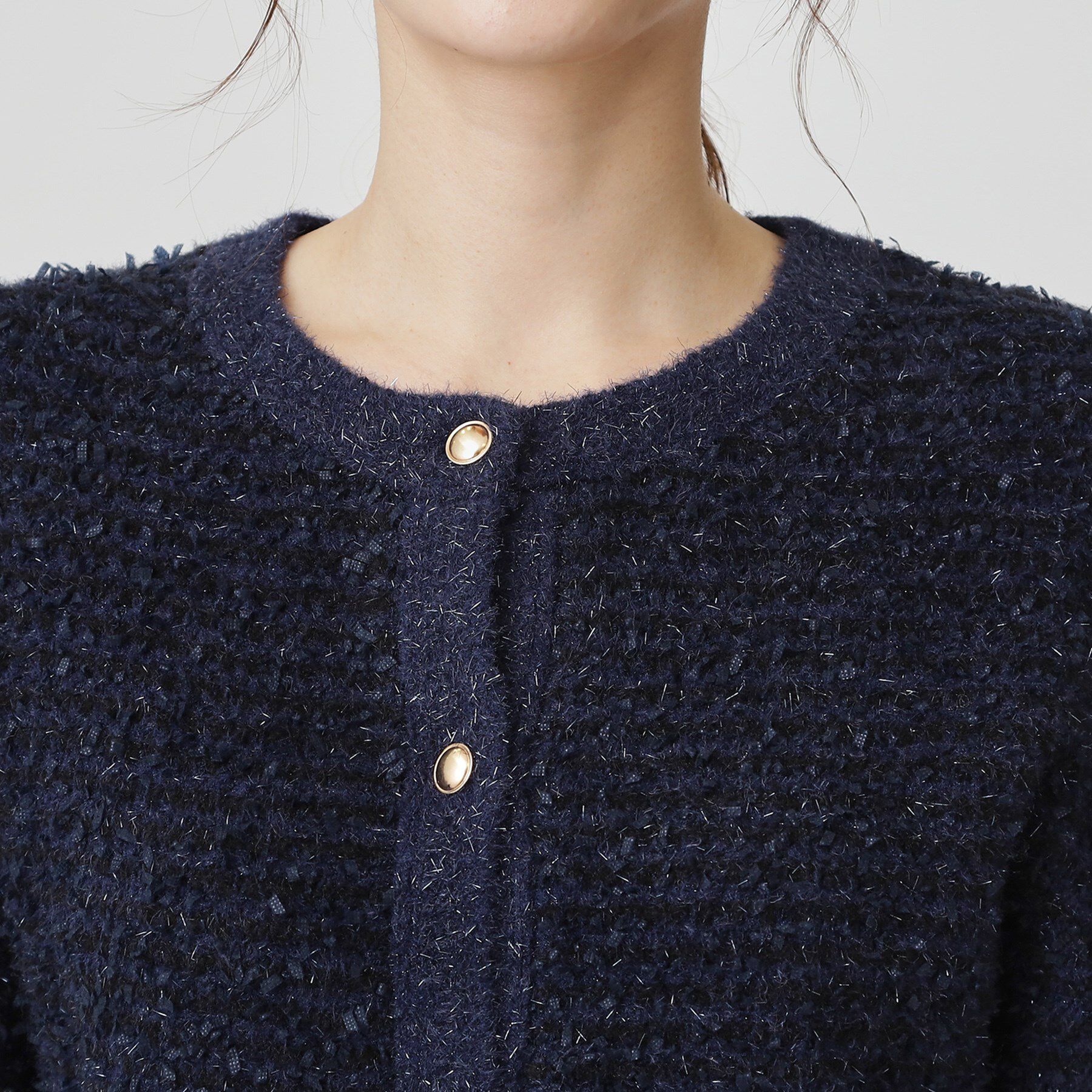 COUP DE CHANCE「【手洗い可】ラメフェザーのニットカーディガン」|カーディガン|