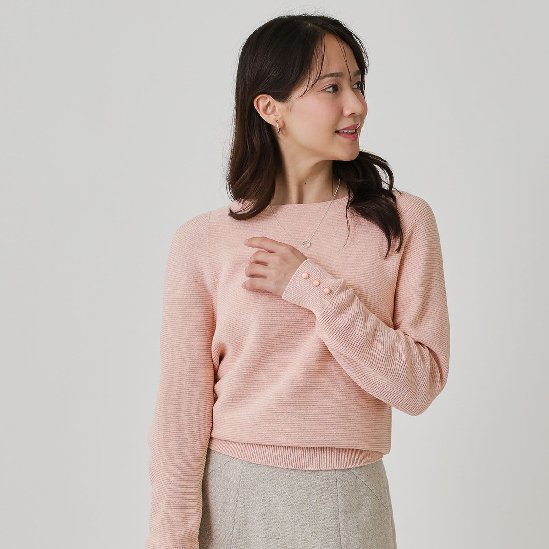 COUP DE CHANCE「【手洗い可／日本製／ホールガーメント】ラメ混ドルマンニットトップス」|ニット・セーター|ライトピンク(070