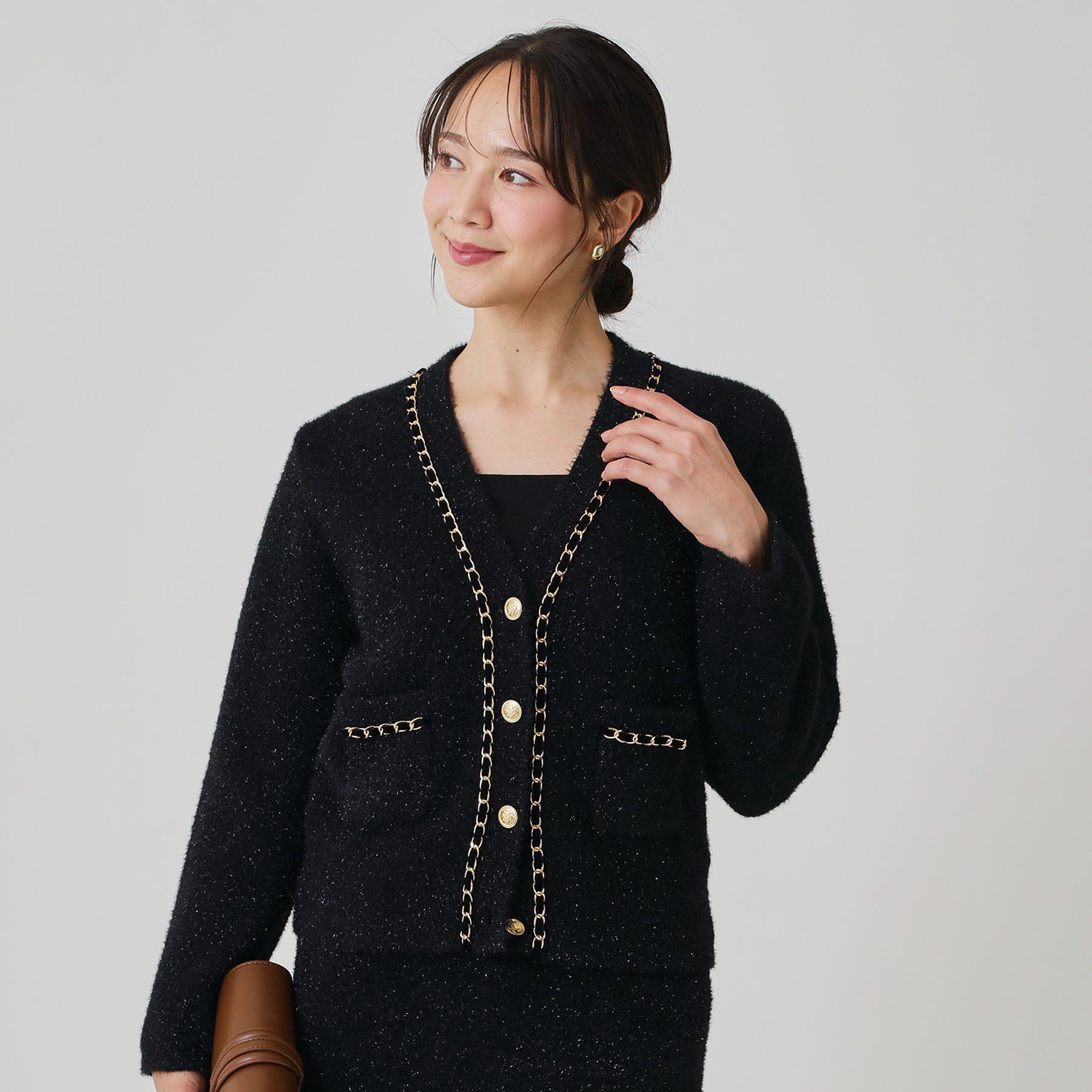 COUP DE CHANCE「【手洗い可／セットアップ可】チェーンブレード付カーディガン」|カーディガン|