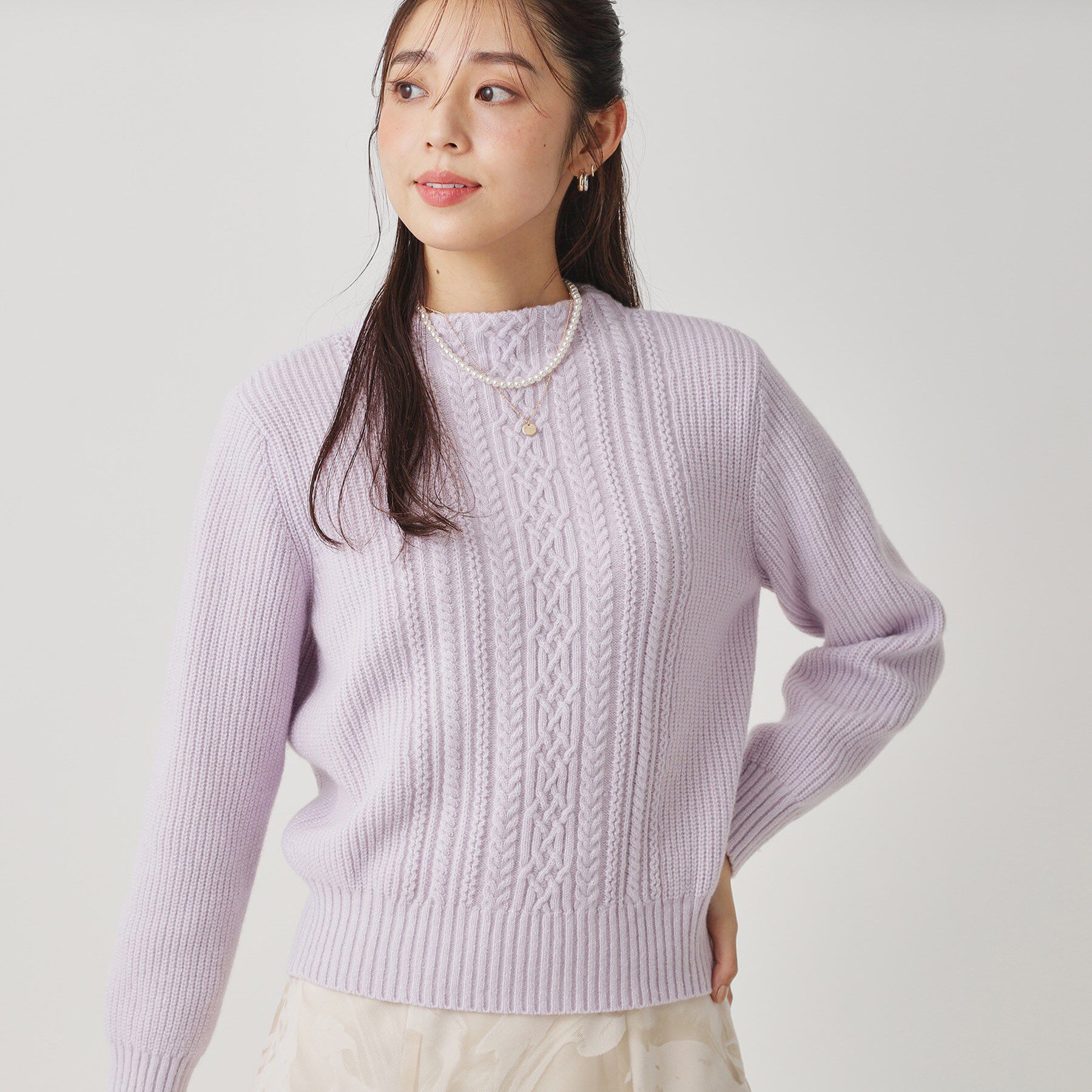 COUP DE CHANCE「【手洗い可／日本製】ケーブルデザインのニットトップス」|ニット・セーター|