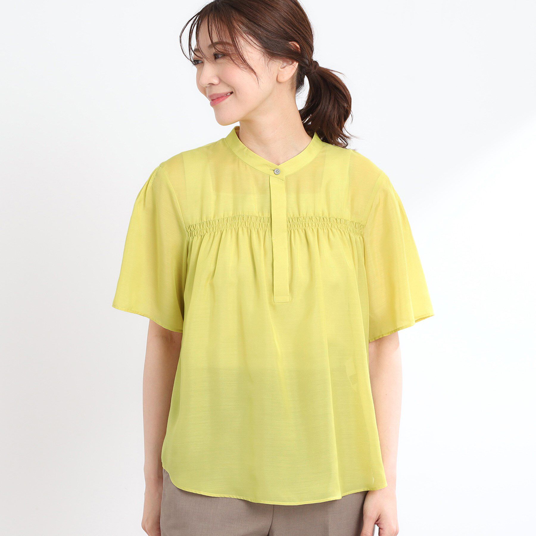 Reflect「【選べる5色◎／マシンウォッシュ可】シャーリングデザインブラウス」|シャツ・ブラウス|