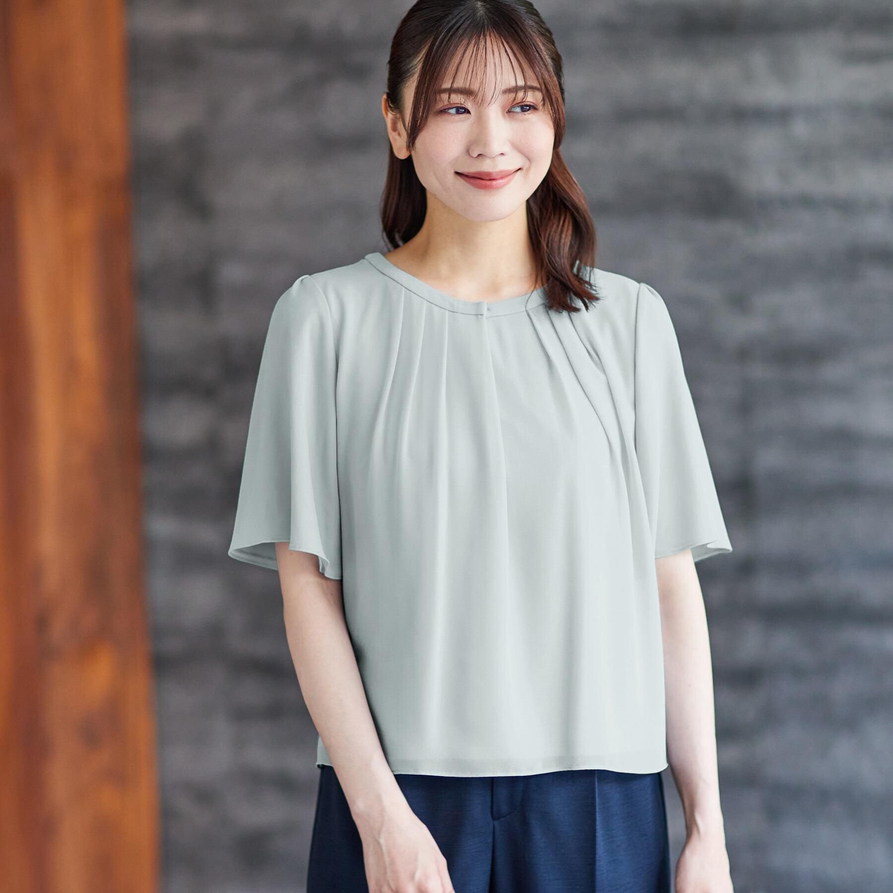 Reflect「【一枚着で着映え◎／ジャケットのインナーにも】フロント開きブラウス」|シャツ・ブラウス|サックスブルー(09