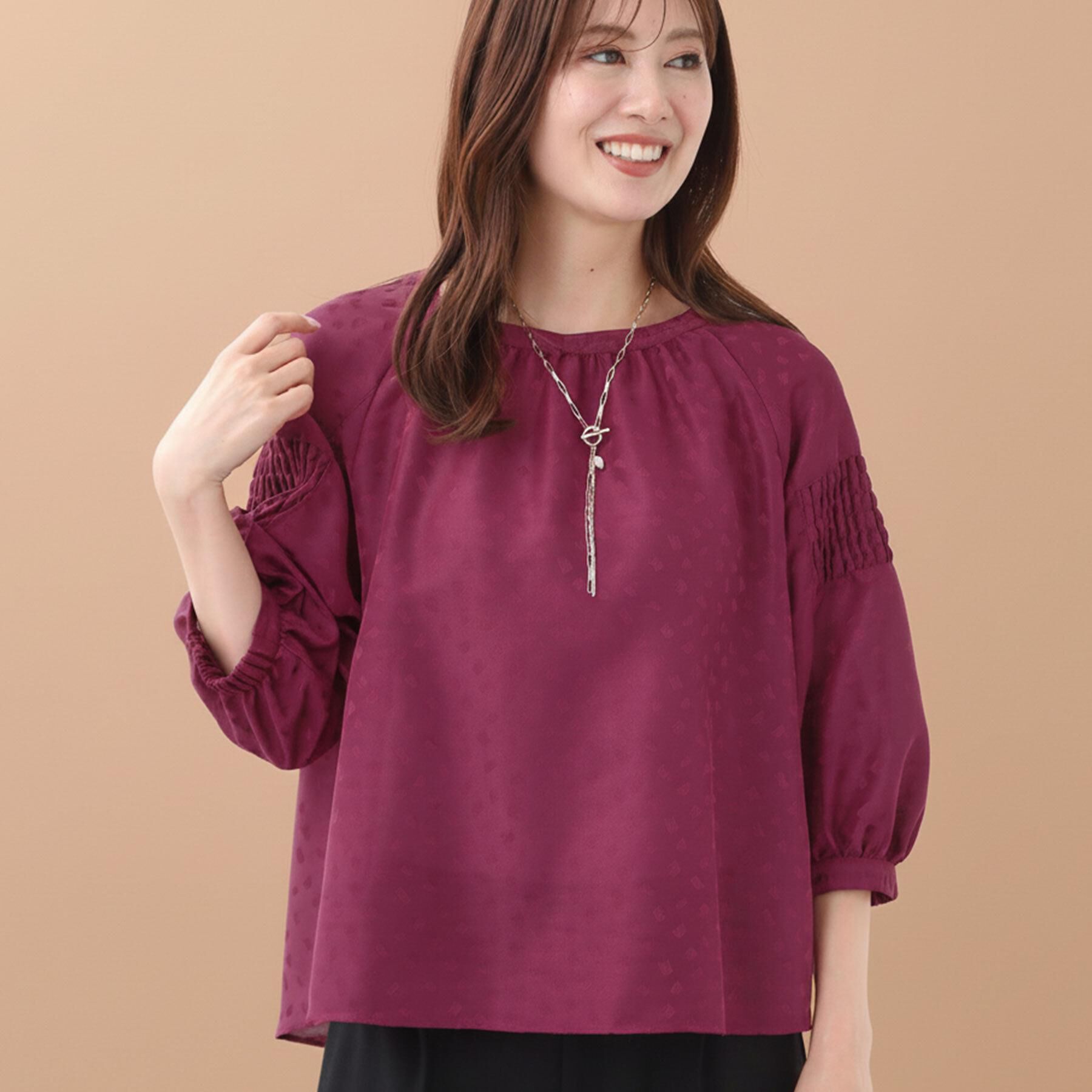 Reflect「【一枚で着映える◎】レオパード風ジャカードブラウス」|シャツ・ブラウス|ピンク(474)