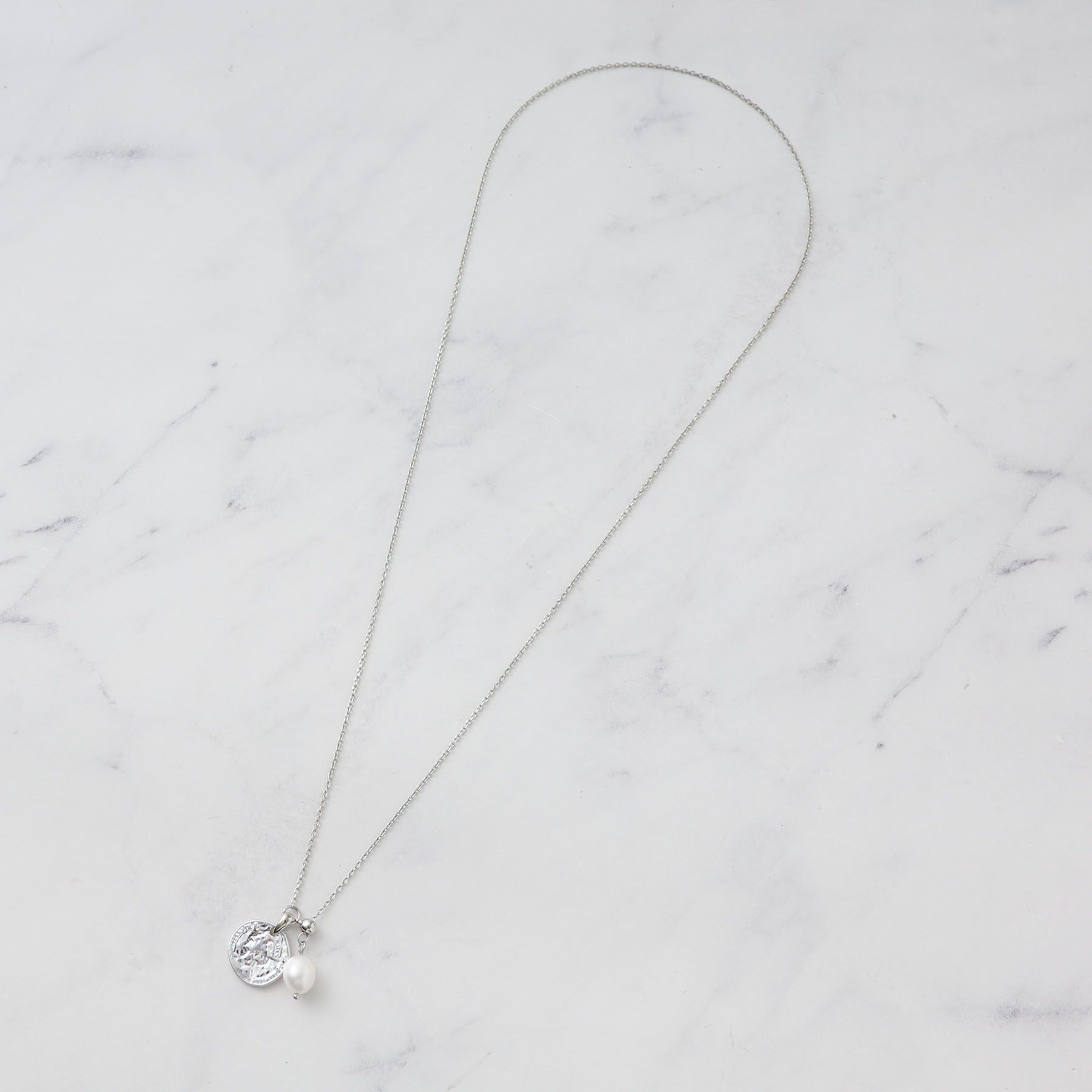 Reflect「【チェーン長さ調節可】コインパーツ&times;淡水パールネックレス」|ネックレス|