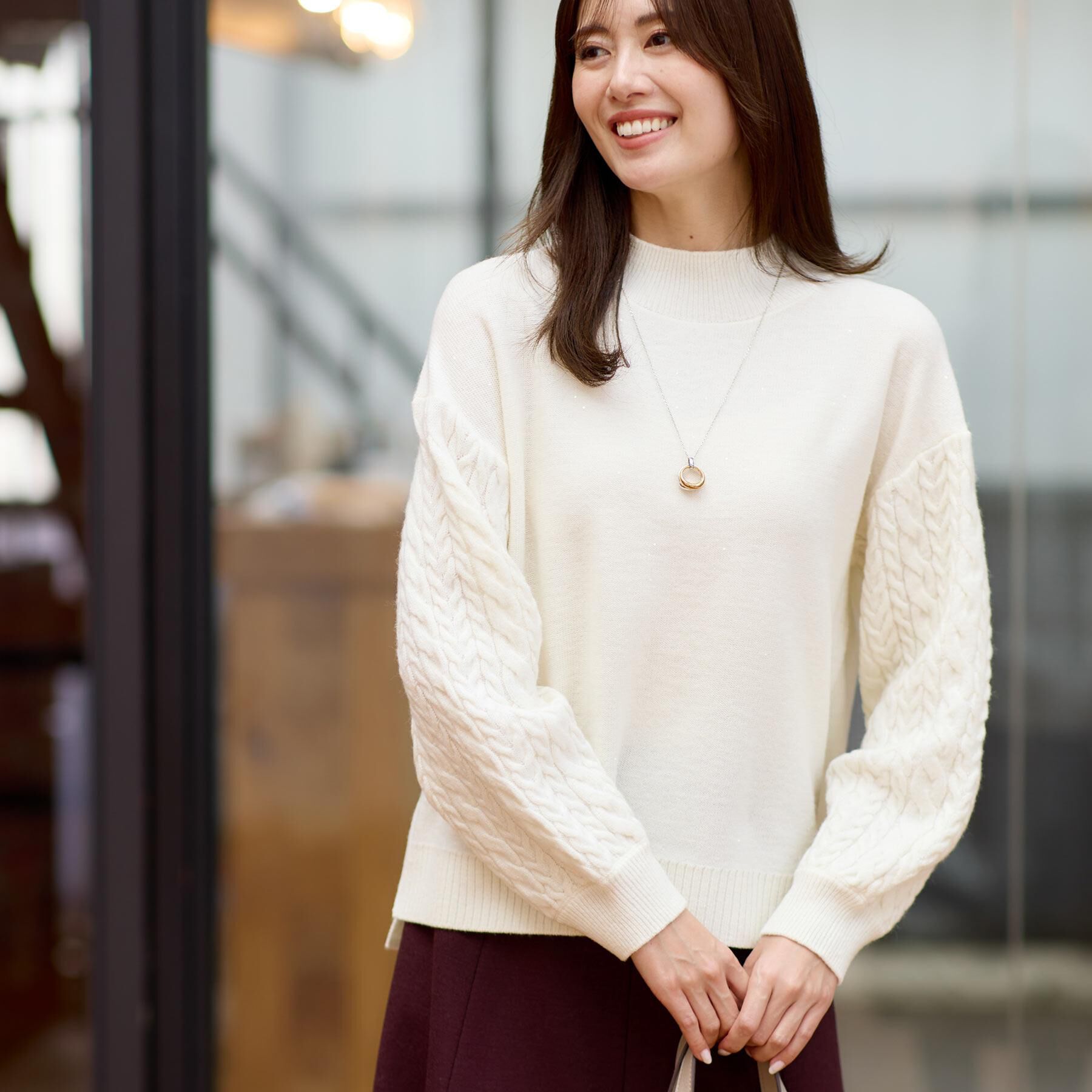 Reflect「【一枚で着映え◎／ゆったりシルエット】ラメ&times;スパンコールウール混ニット」|ニット・セーター|