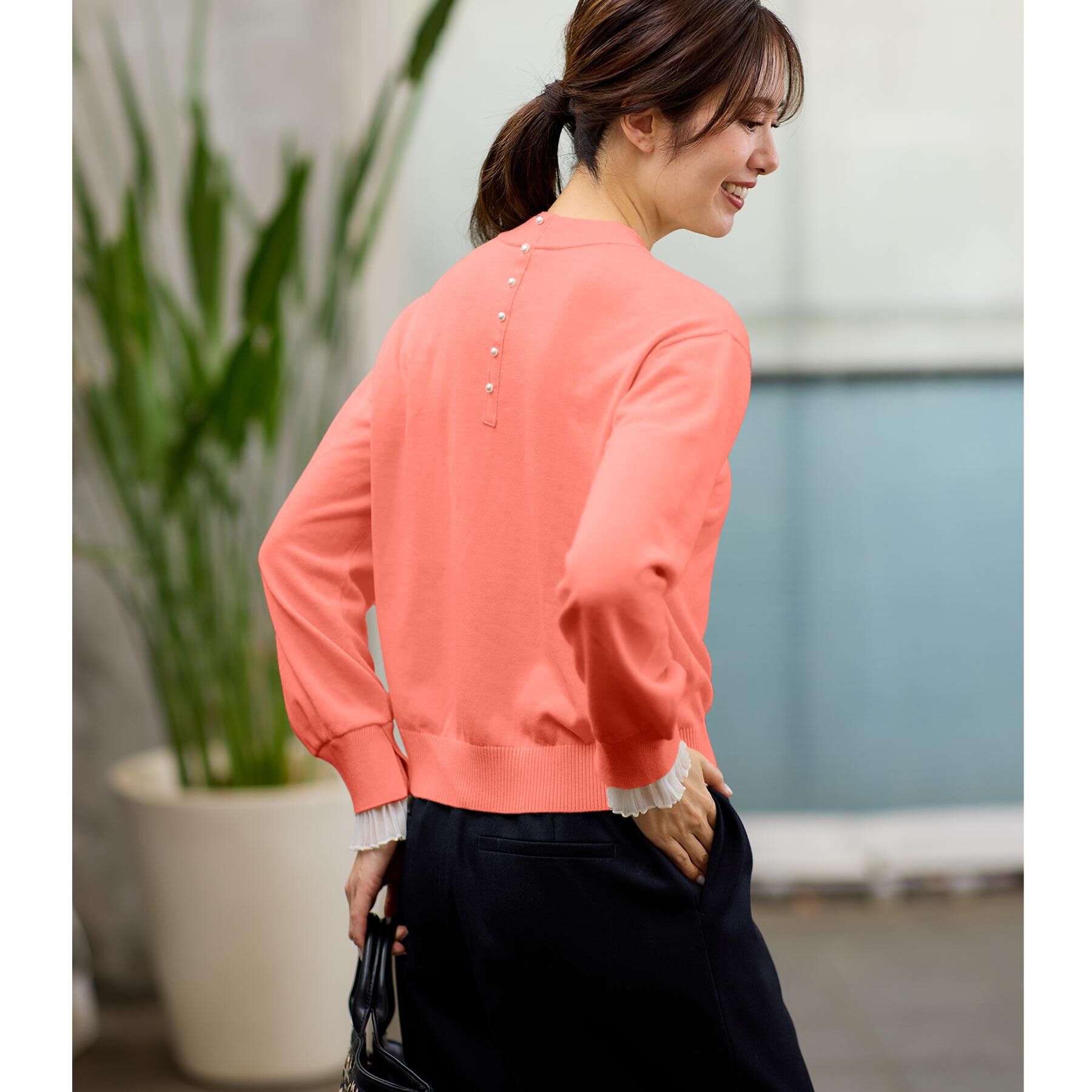 Reflect「【秋映え／重ね着風スタイルに◎】フリルプリーツスリーブニット」|ニット・セーター|