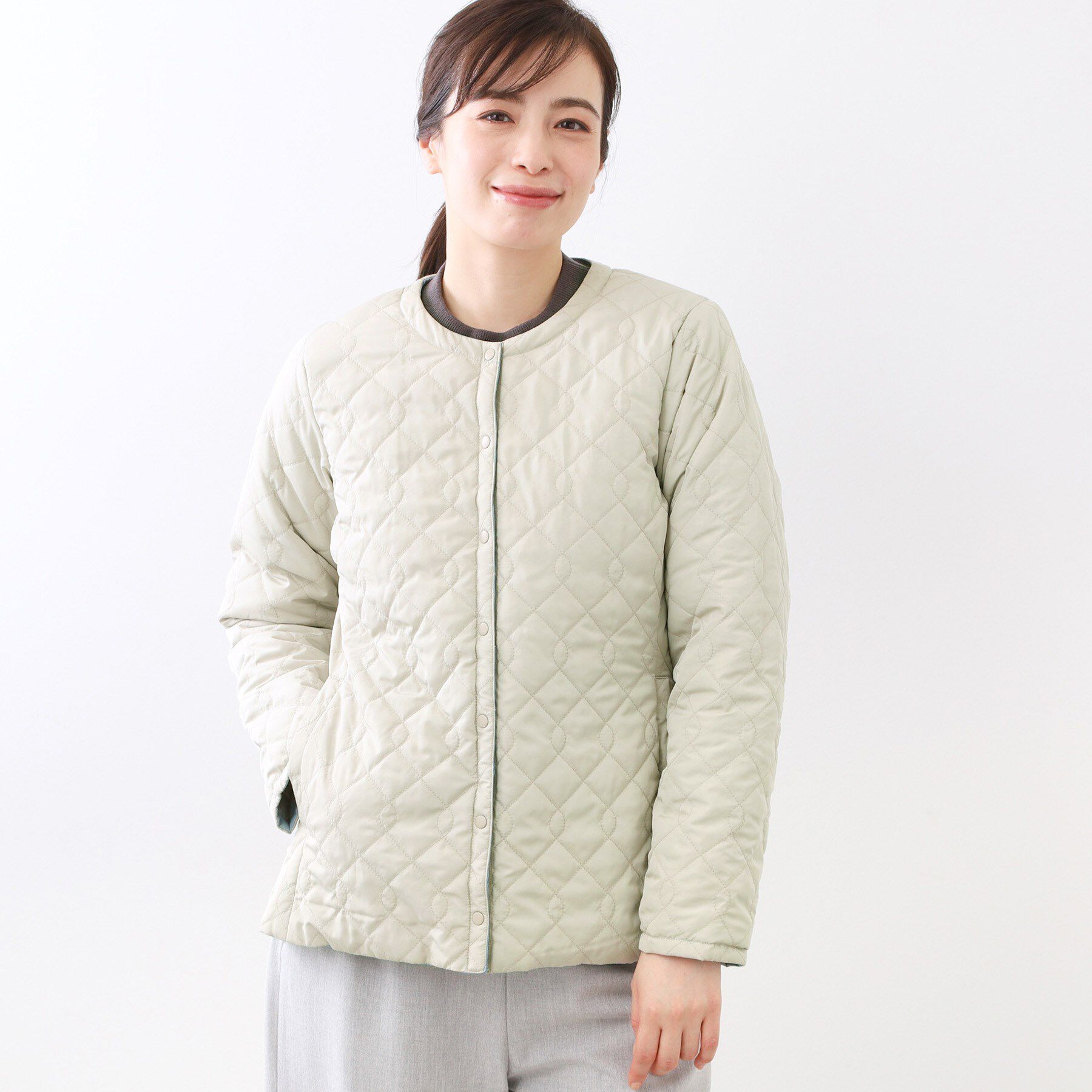 Reflect「【リバーシブルで着られる◎】ダイヤ柄キルトジャケット」|ダウン|