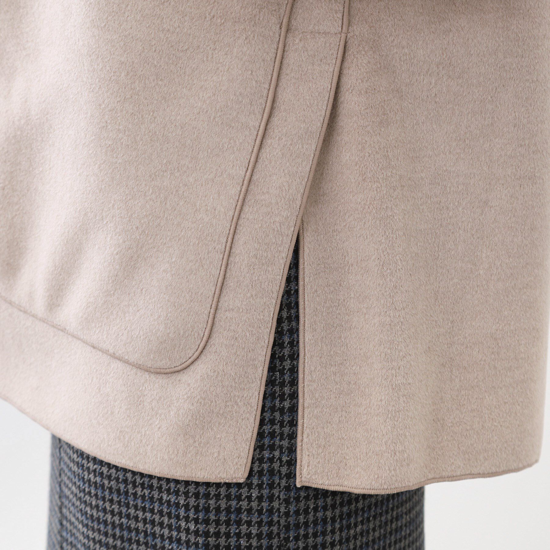 Reflect「【体型カバー／ゆったり着られる◎】リラクシーパイルコート」|ノーカラーコート|