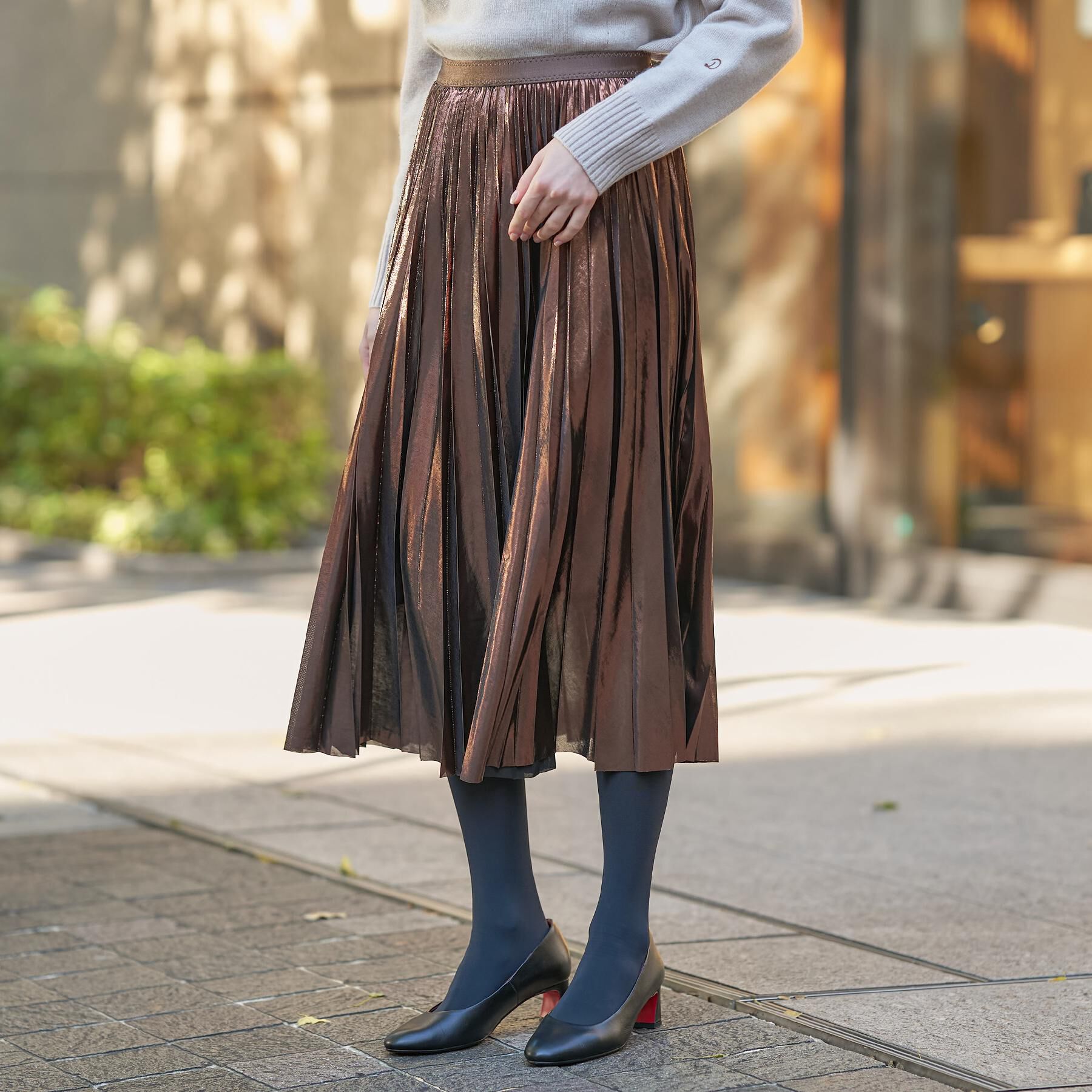 DRESSTERIOR「【洗える/ストレッチ性/オンオフ】箔プリントプリーツスカート」|スカート|