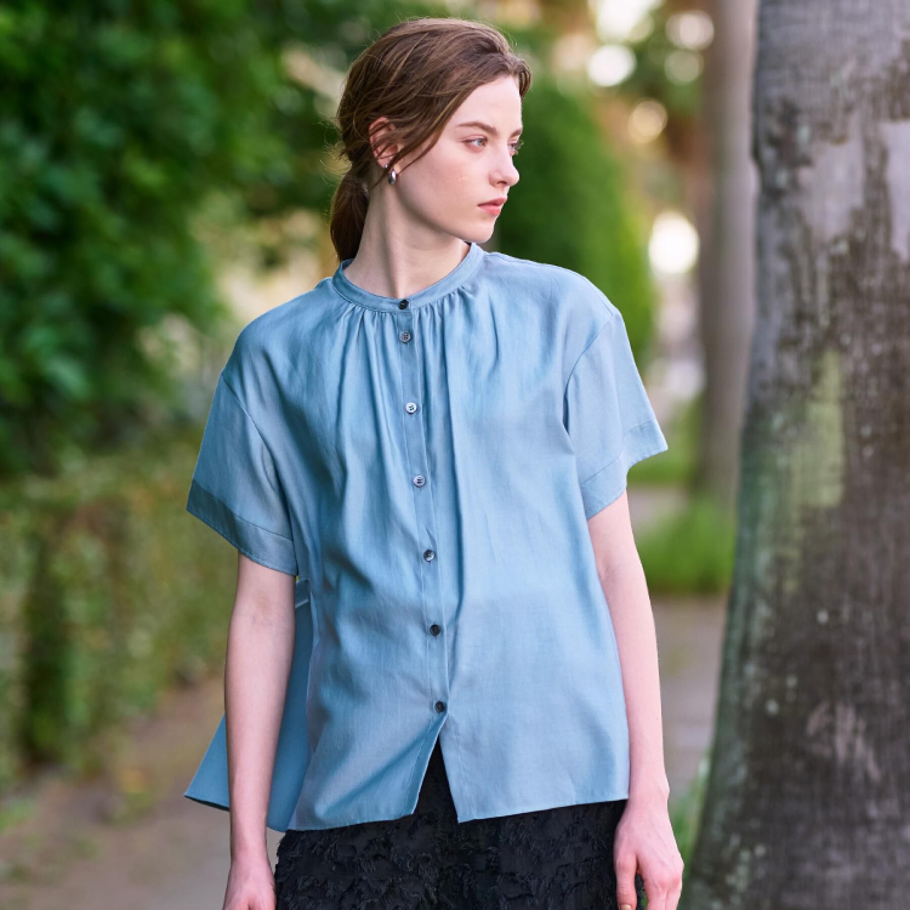 DRESSTERIOR「【洗える/コットン100％】バックフレアティアードブラウス」|シャツ・ブラウス|