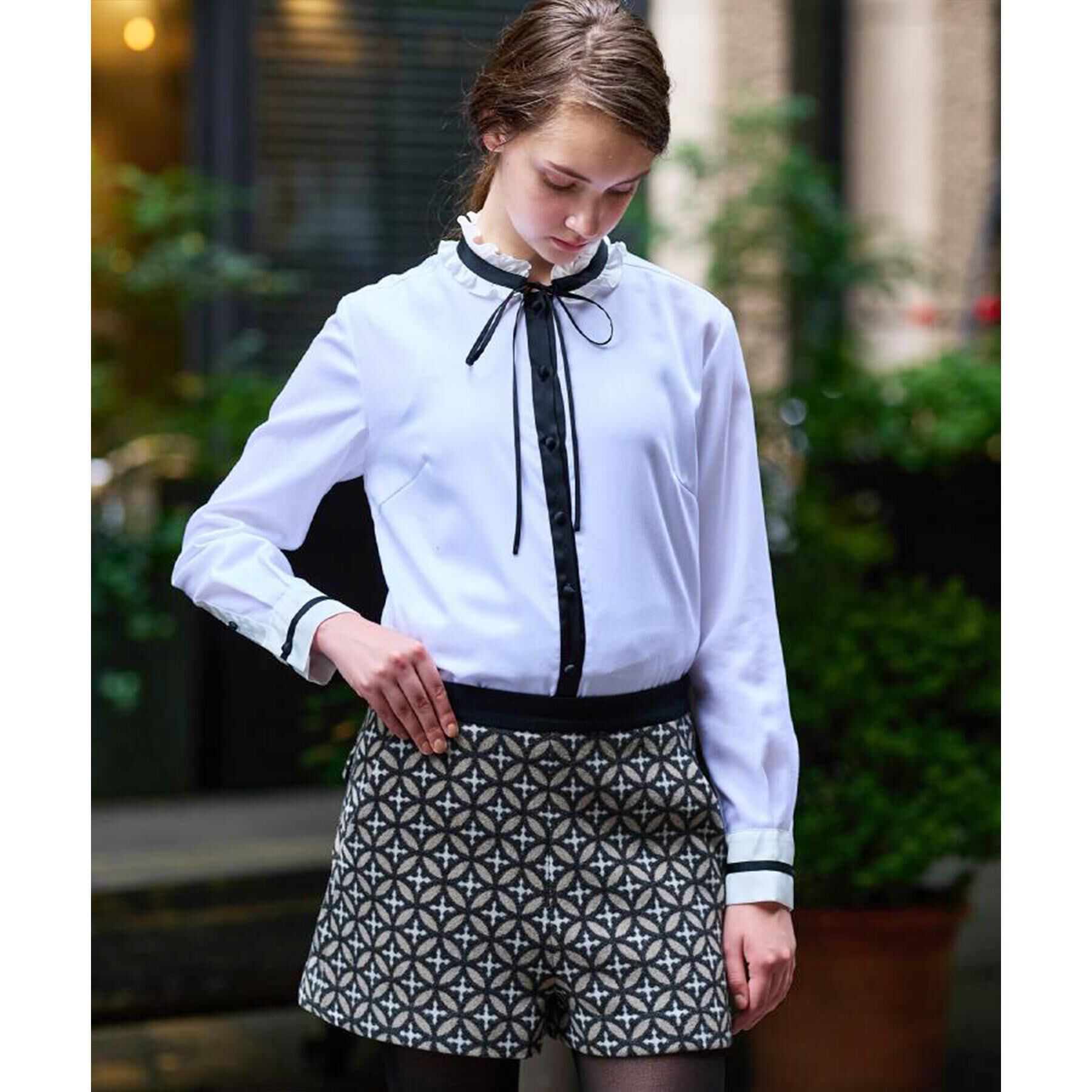 DRESSTERIOR「【洗える/コットン100％】フリルカラーボウタイブラウス」|シャツ・ブラウス|