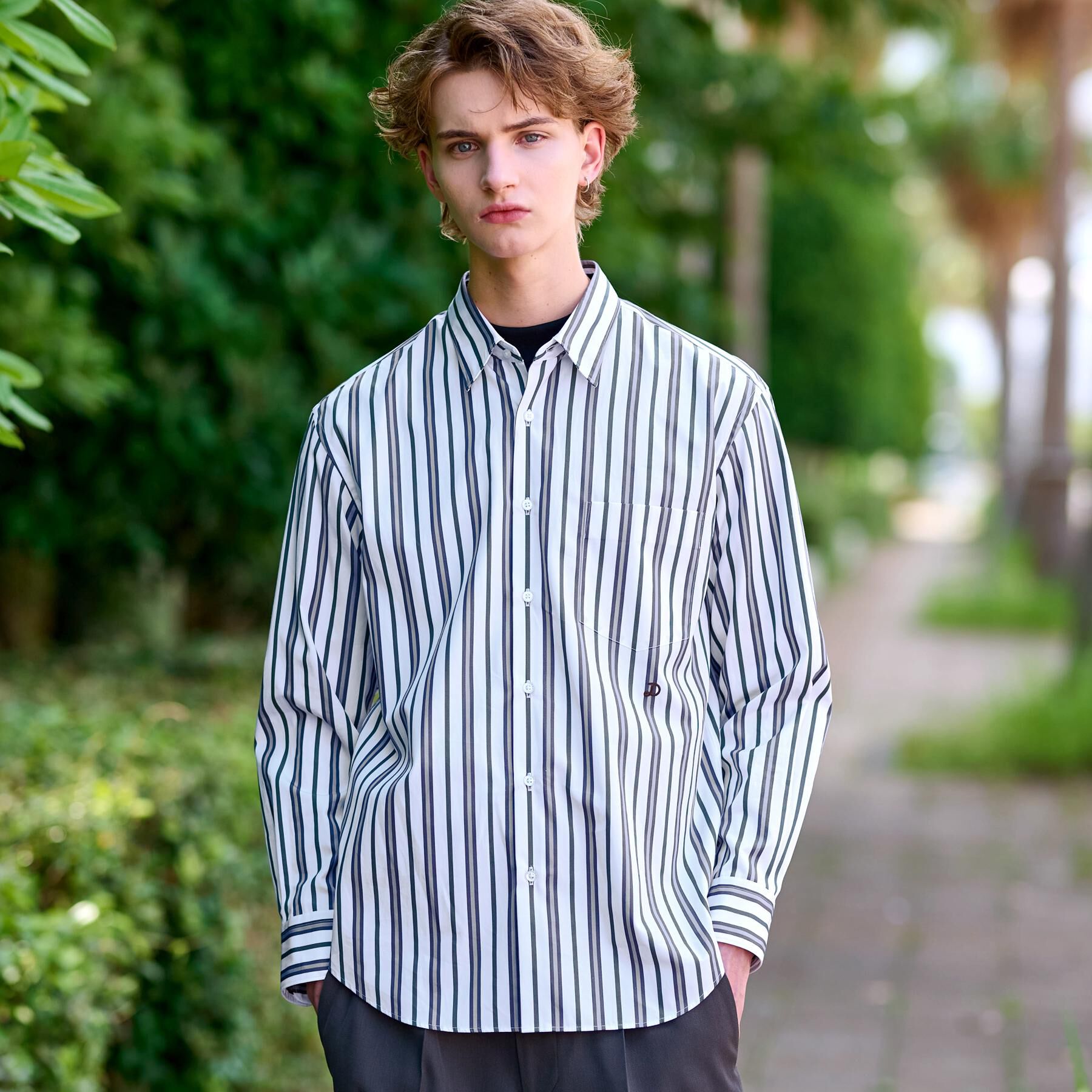 DRESSTERIOR「THOMAS MASON ストライプシャツ」|シャツ・ブラウス|グレー(312)