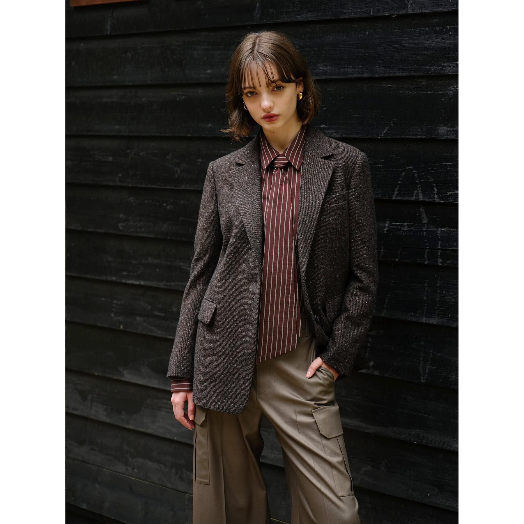 DRESSTERIOR「【洗える/オンオフ/otonaMUSE 11月号掲載】3WAYタイ付きアーカーストライプシャツ」|シャツ・ブラウス|