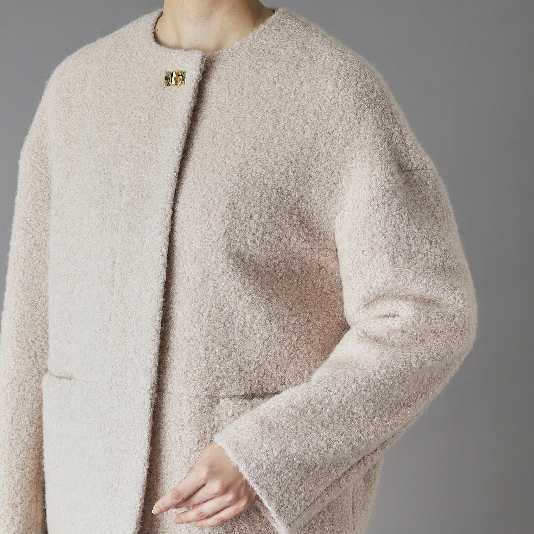 DRESSTERIOR「【CLASSY.12月号掲載】ループヤーンショートジャケット」|ノーカラーコート|