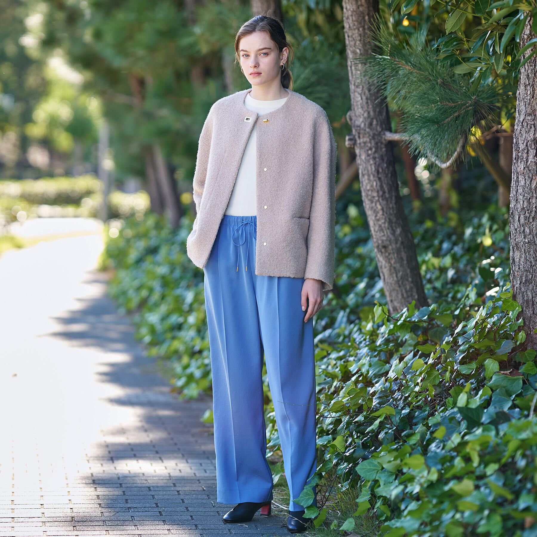 DRESSTERIOR「【CLASSY.12月号掲載】ループヤーンショートジャケット」|ノーカラーコート|