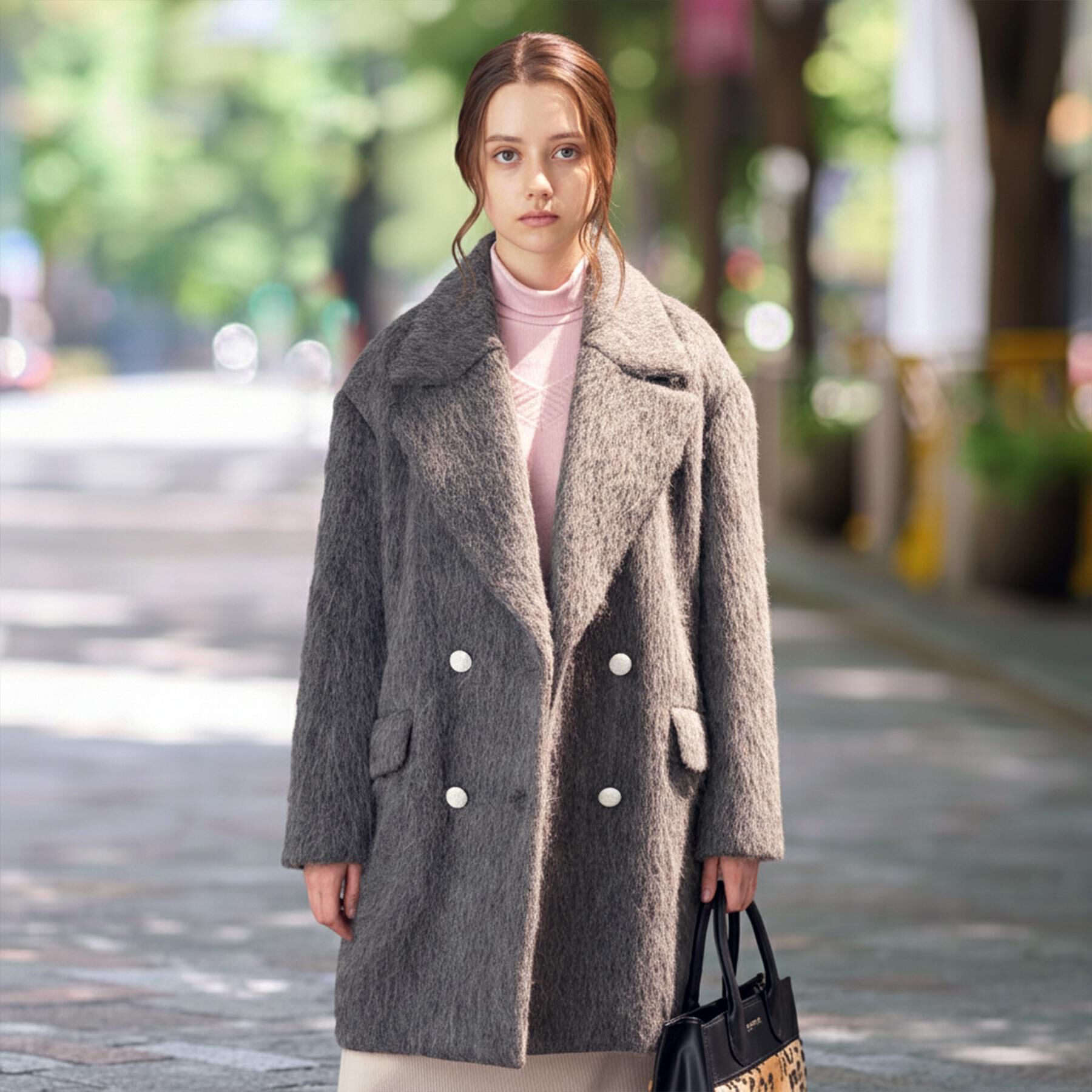 DRESSTERIOR「モヘヤ混シャギーチェスターコート」|チェスターコート|チャコールグレー(0