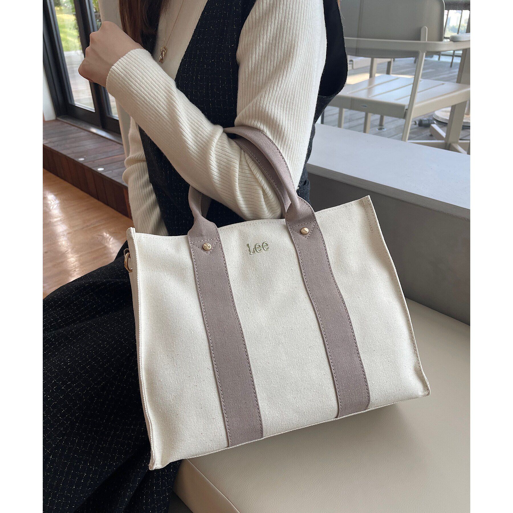 grove「【Lee別注】スクエアA4 2WAYトート【A4サイズ収納可】」|トートバッグ|チャコールグレー(0