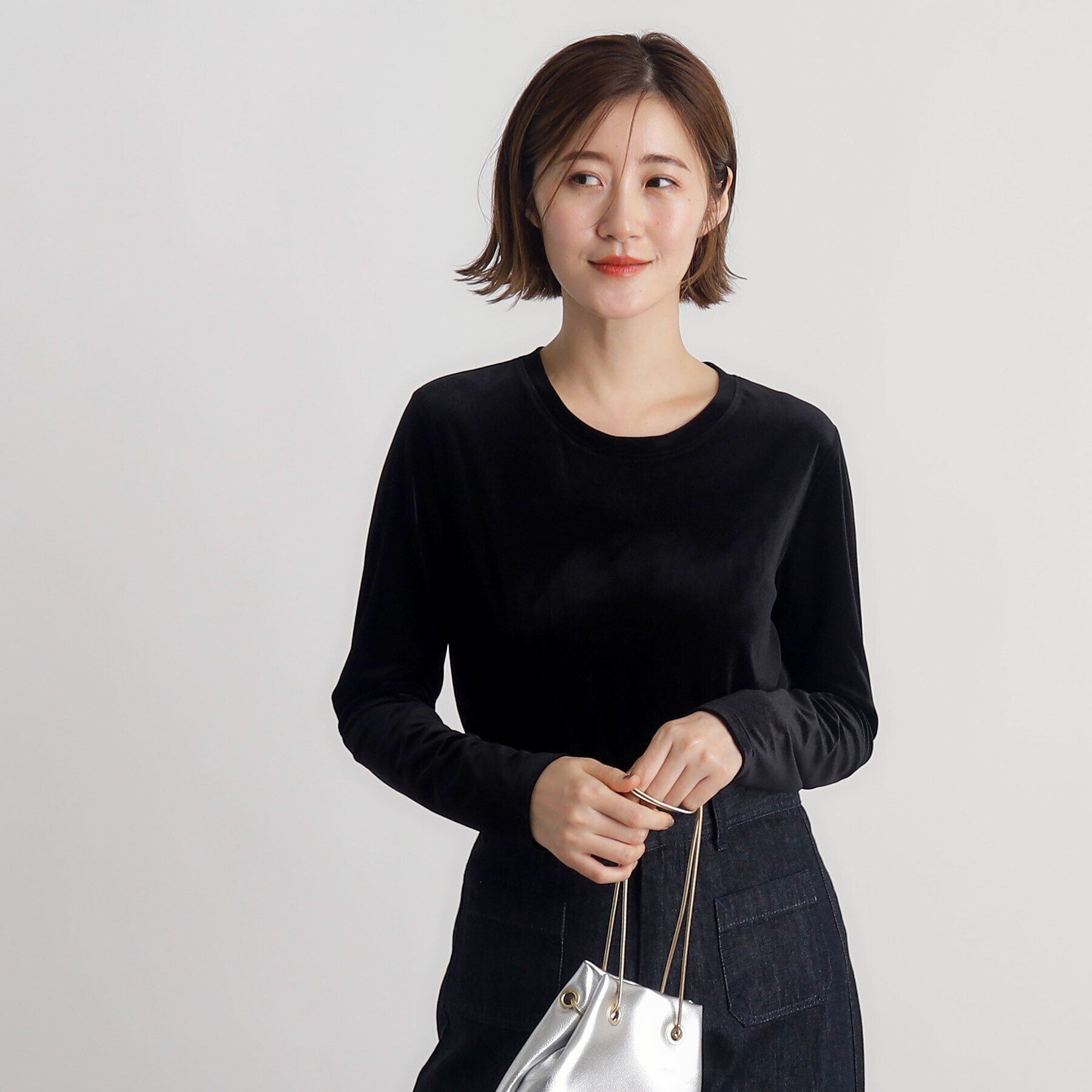 grove「シアーカットベロアロンT」|Tシャツ・カットソー|ブラック(019)