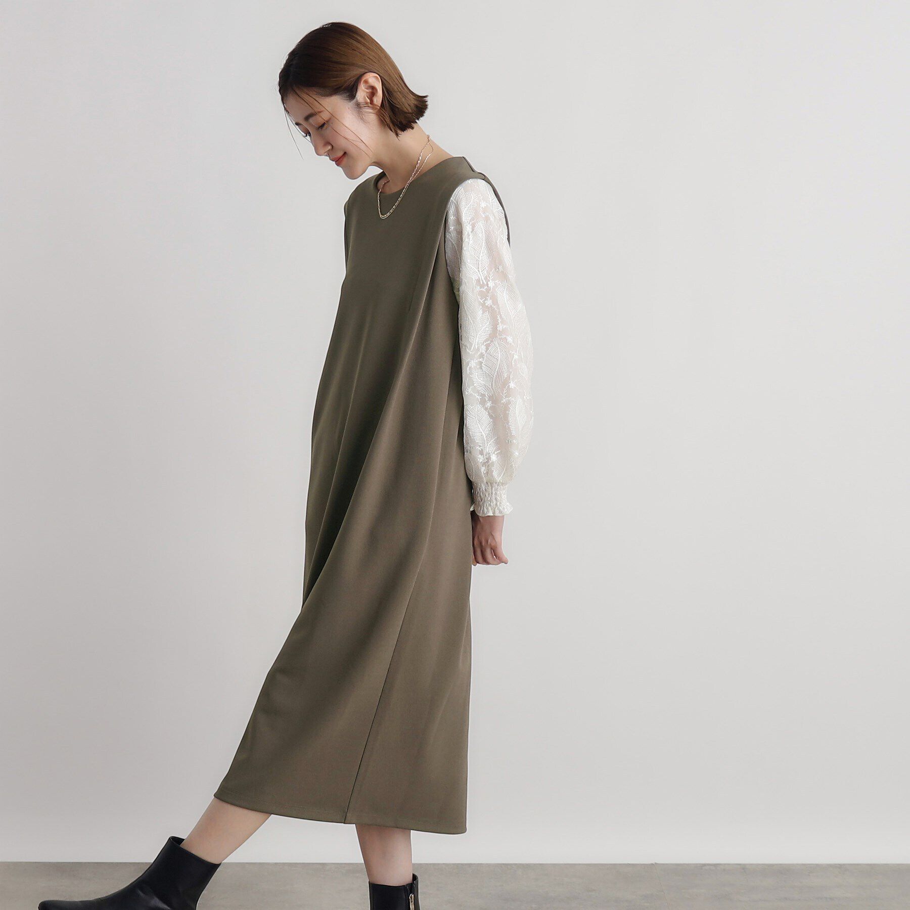 grove「袖スパンコールチュールコンビワンピース」|ワンピース|