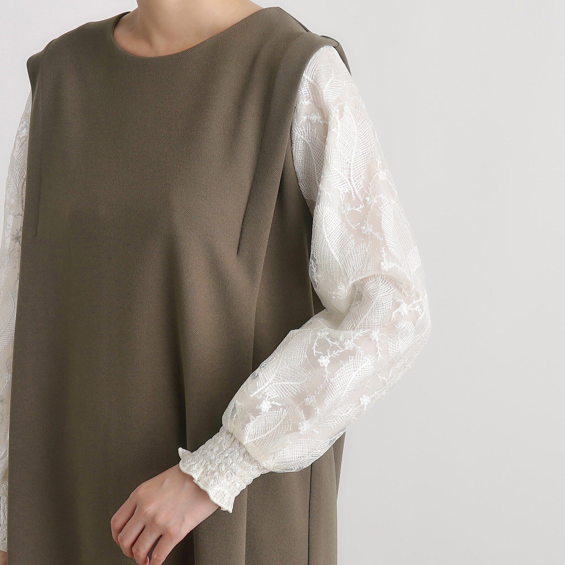 grove「袖スパンコールチュールコンビワンピース」|ワンピース|