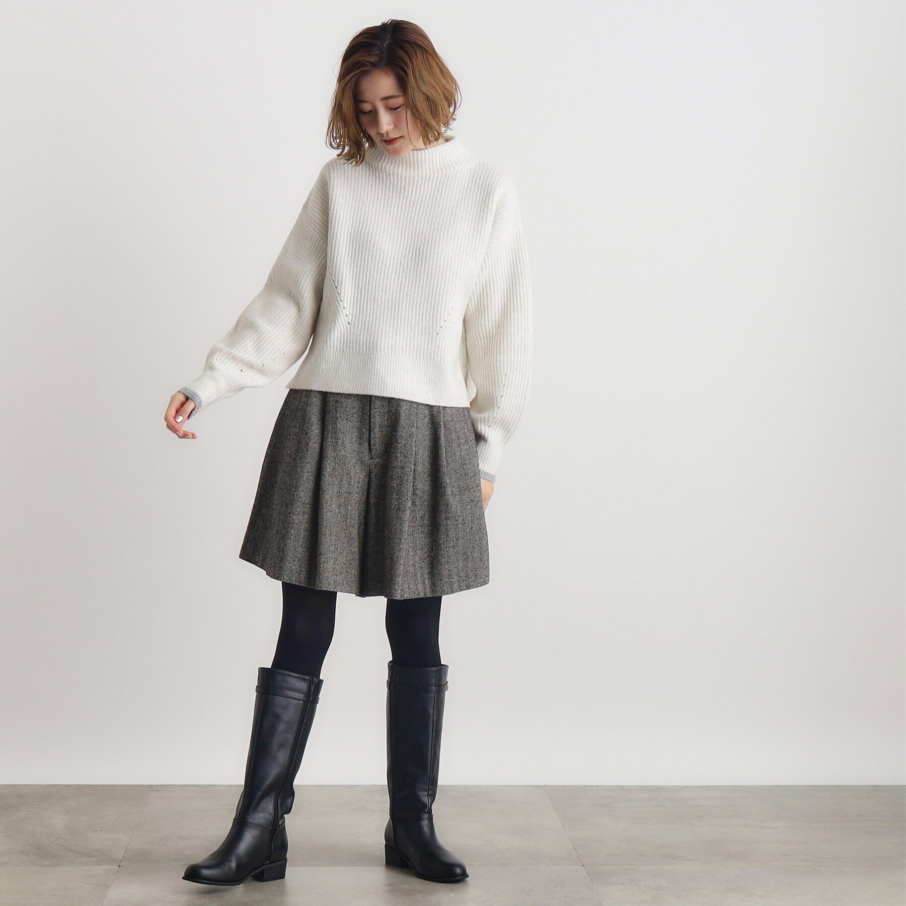 grove「【雑誌掲載】洗えるミルドライクウール混畔ボトルネックニット」|ニット・セーター|