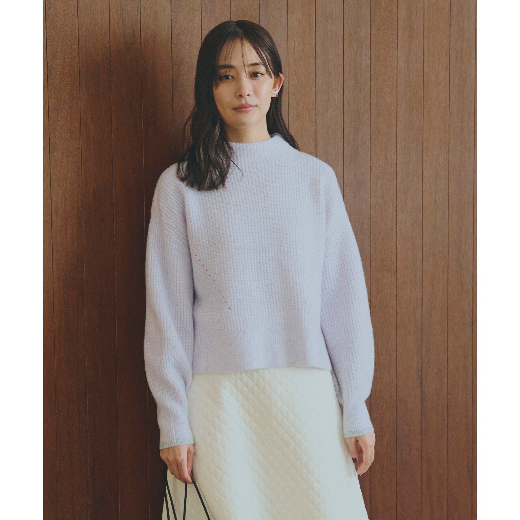 grove「【雑誌掲載】洗えるミルドライクウール混畔ボトルネックニット」|ニット・セーター|ラベンダー(080)