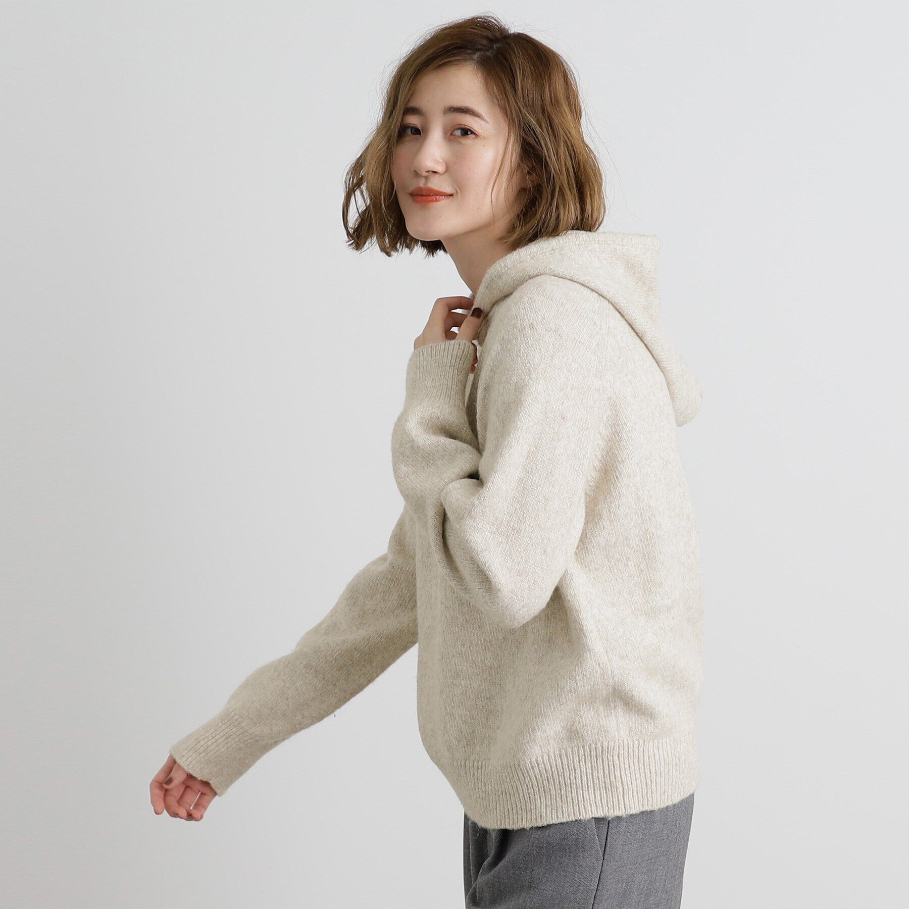 grove「杢ラメフードニットプルオーバー」|ニット・セーター|