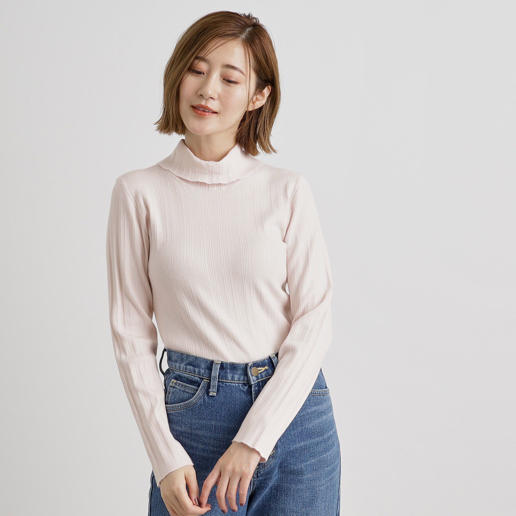 grove「【雑誌掲載】アンジェリーナランダムリブプルオーバー」|ニット・セーター|ライトピンク(070