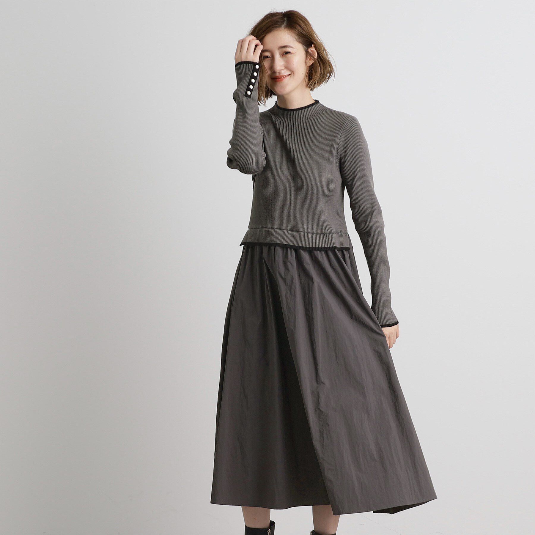 grove「配色リブニットドッキングワンピース」|ワンピース|