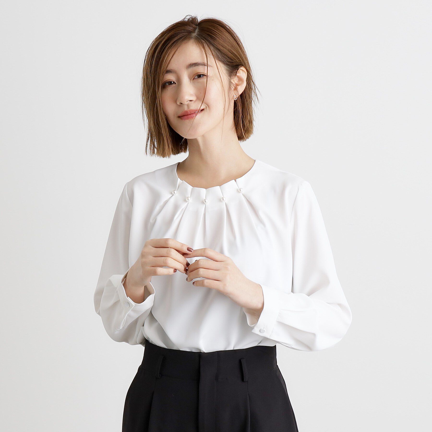 grove「パール調タックブラウス」|シャツ・ブラウス|
