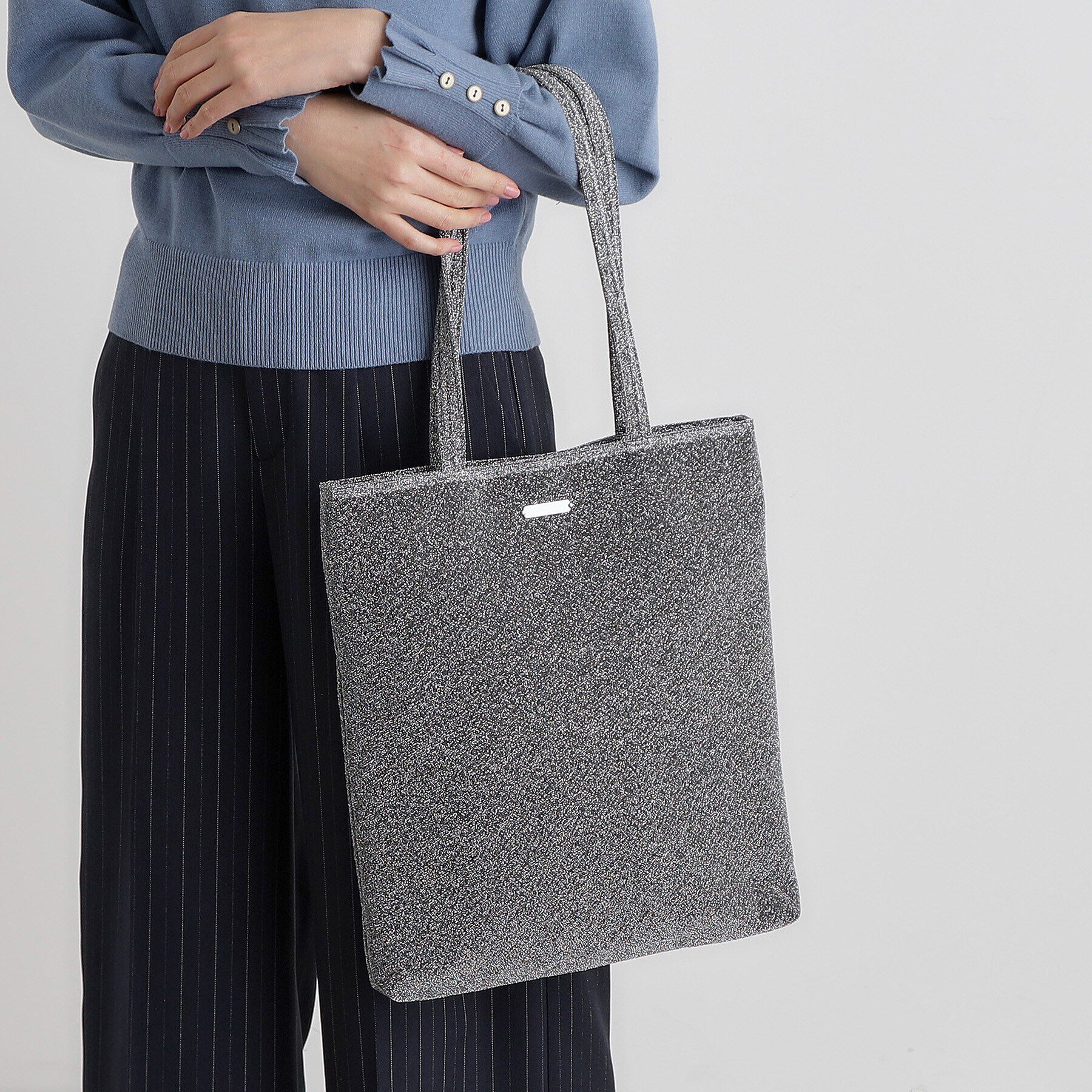 grove「【A4】アソートサブトート【入卒対応可】」|トートバッグ|ラメブラックシルバー