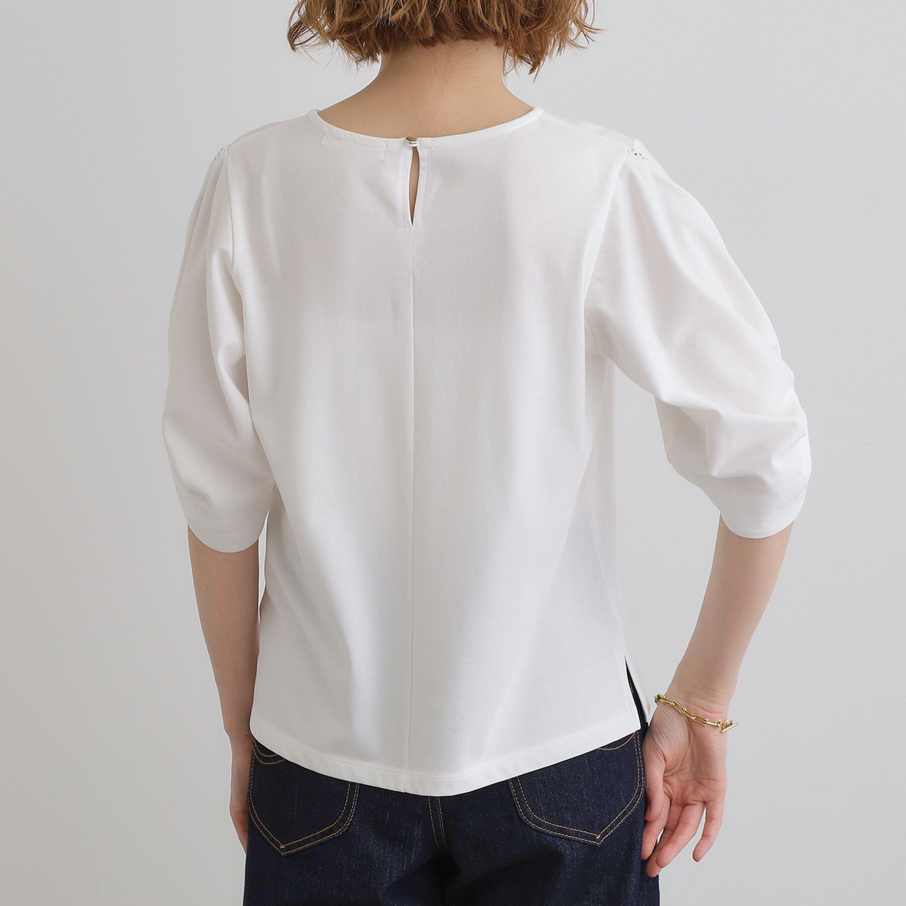 grove「【接触冷感・UVカットetc】レース切替え袖ねじりプルオーバー」|Tシャツ・カットソー|