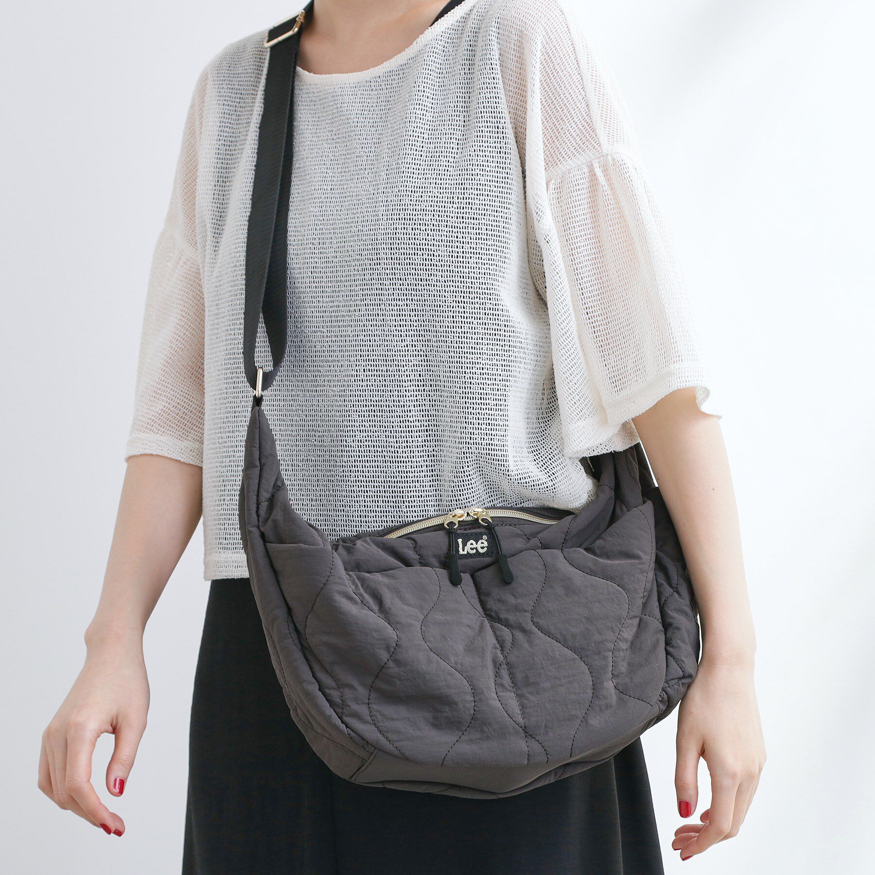grove「【Lee別注・撥水】多ポケキルトムーンショルダー」|ショルダー・メッセンジャー|チャコールグレー(0