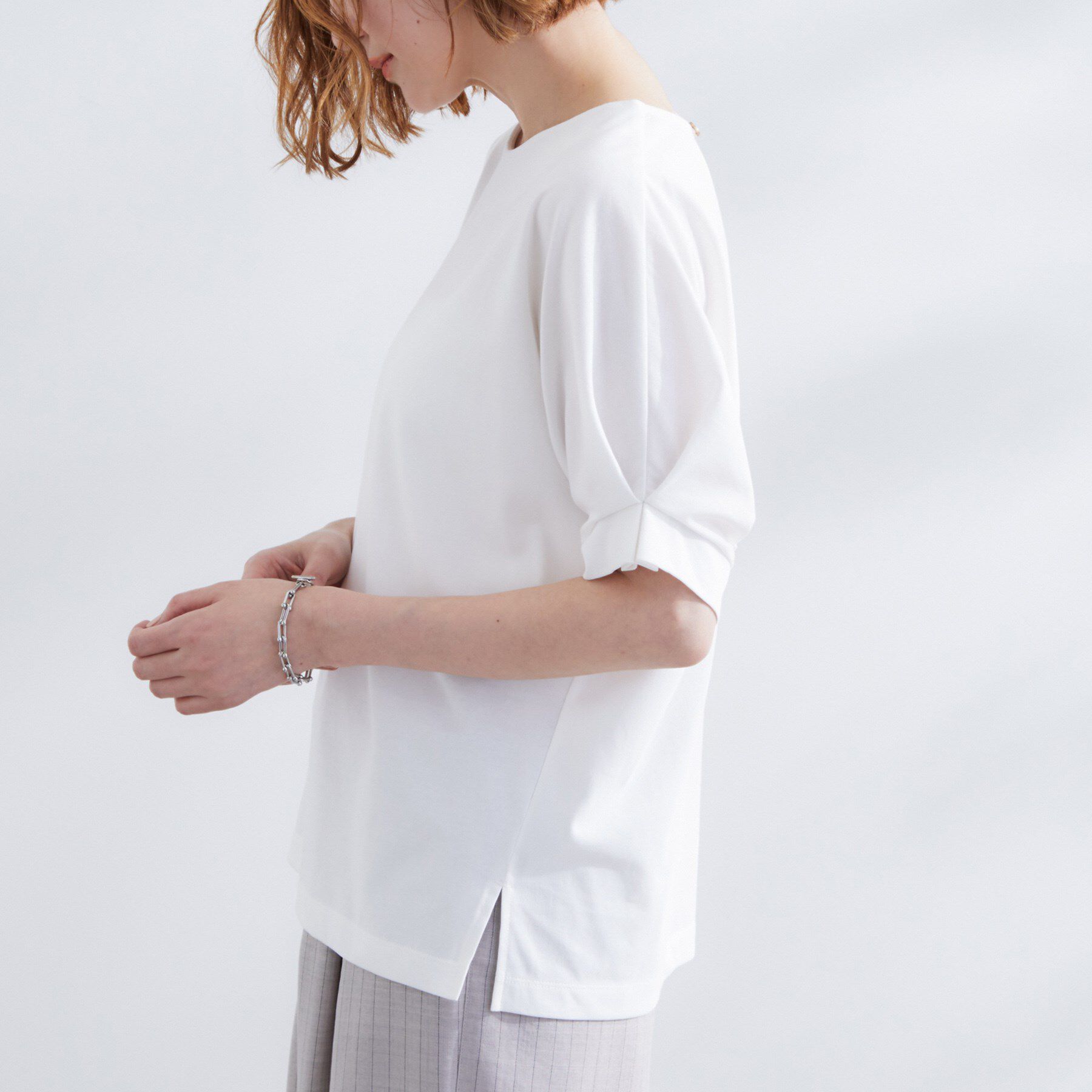 grove「【UVカット/ひんやり/二の腕カバー】タックドルマンプルオーバー」|Tシャツ・カットソー|