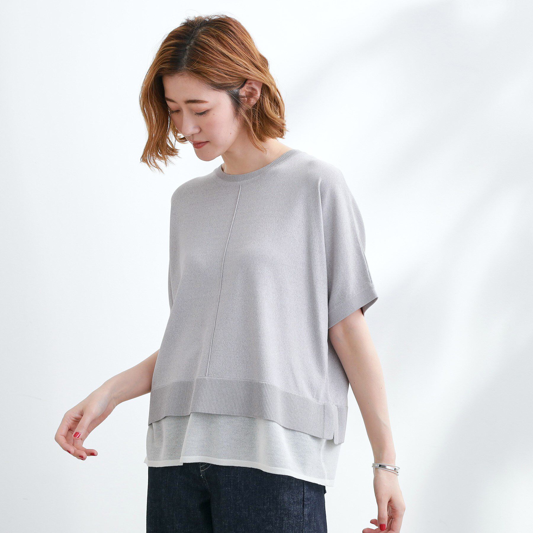 grove「【夏に嬉しい機能付き】やわらかドライタッチレイヤードライクニット」|ニット・セーター|