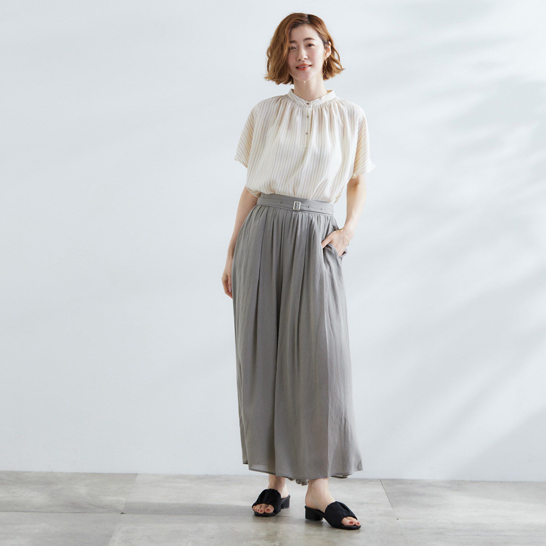 grove「【たっぷりギャザーで体型カバー】スカート見えの軽やかパンツ」|その他|