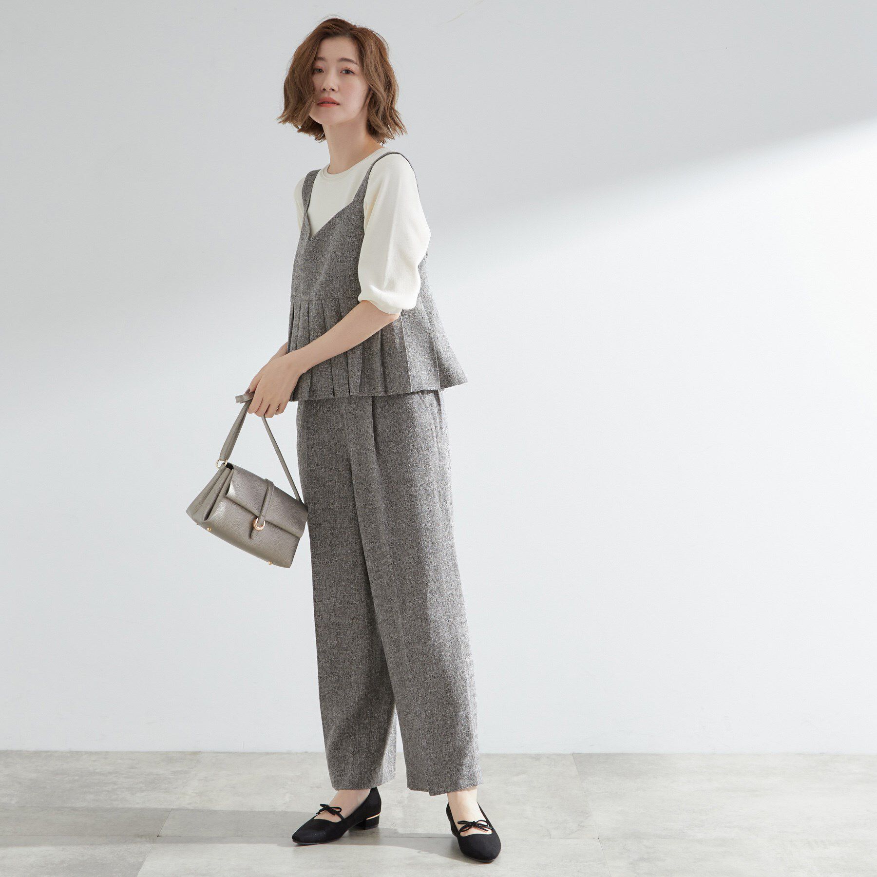 grove「【2点SET/体型カバー】夏から秋まで着まわせる！プリーツビスチェセットアップ」|スーツ|