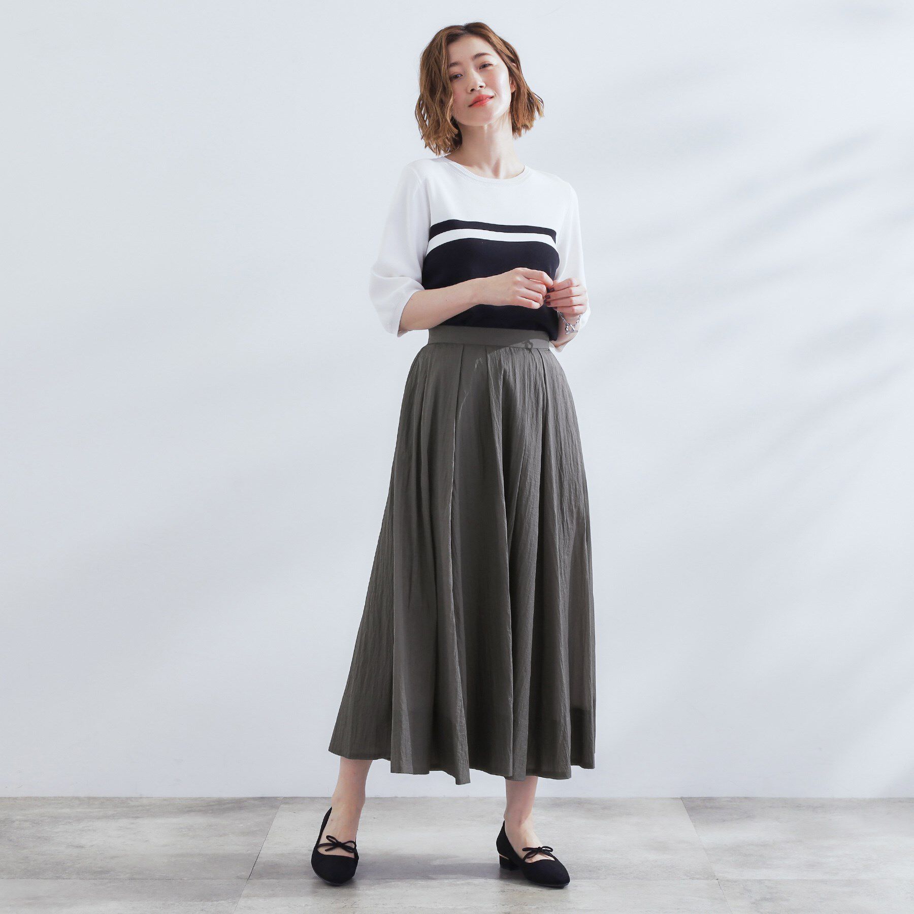 grove「透け感がムードある 大人のタックギャザースカート」|スカート|
