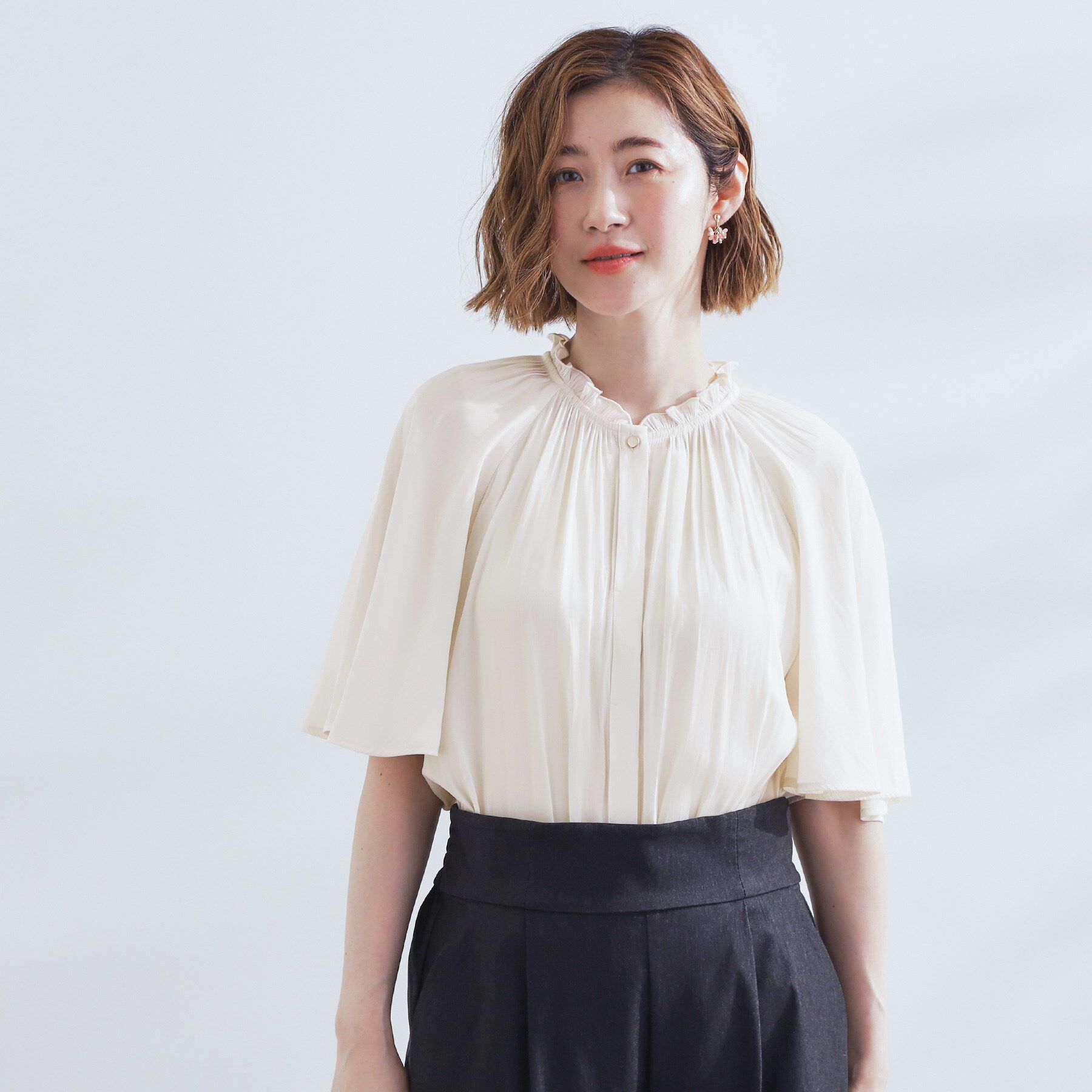 grove「【洗える/お仕事/二の腕カバー】ヴィンテージサテンブラウス」|シャツ・ブラウス|