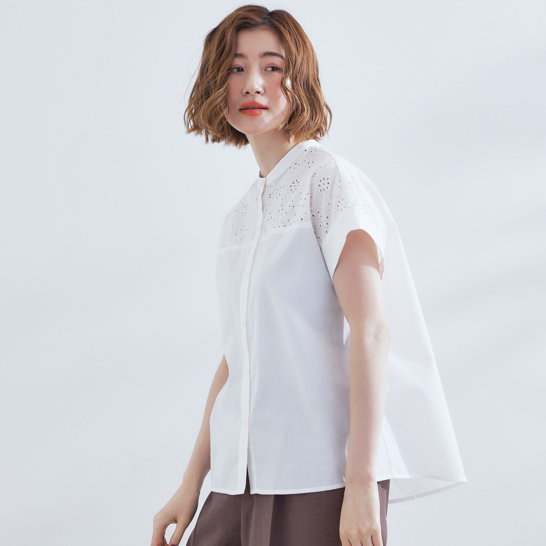 grove「涼やかさと上品さを兼ね備えた　レースシャツブラウス」|シャツ・ブラウス|