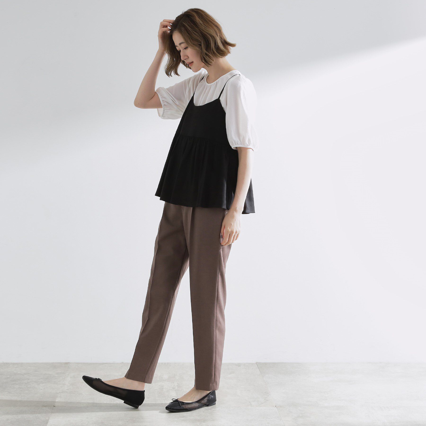 grove「【2点SET/お洒落見え/体型カバー】ツイード調キャミ&times;ブラウスセット」|シャツ・ブラウス|