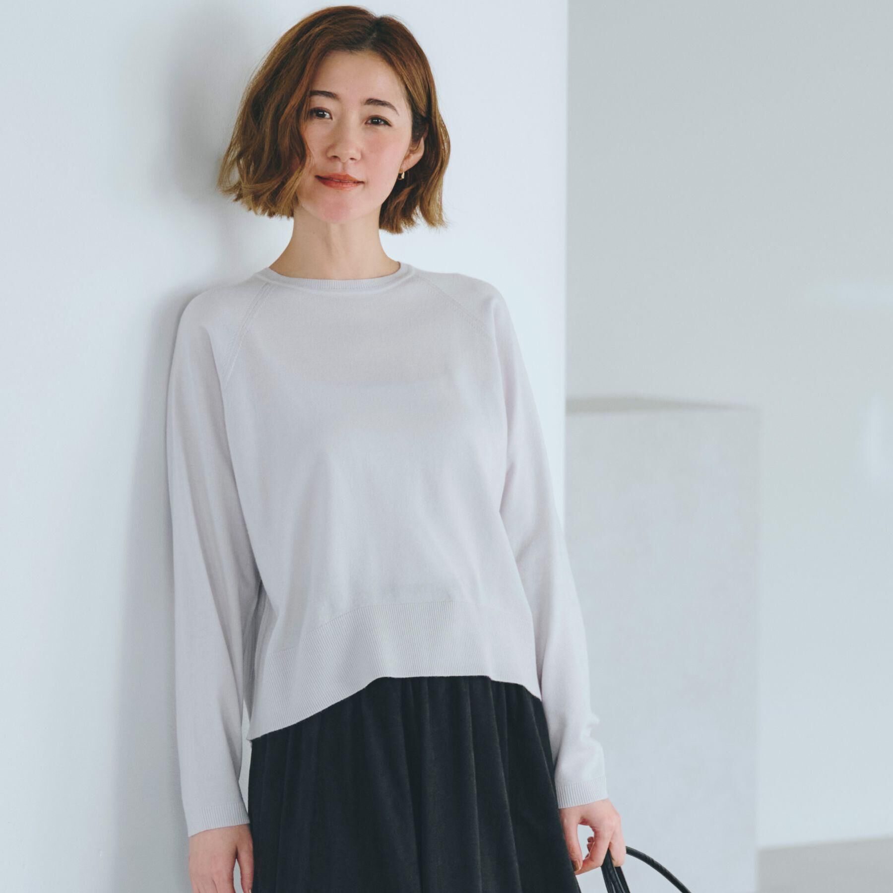 grove「最終お値下げ！！【洗える/毛玉軽減】天竺ラグランスリーブプルオーバー」|ニット・セーター|ライトグレー(011