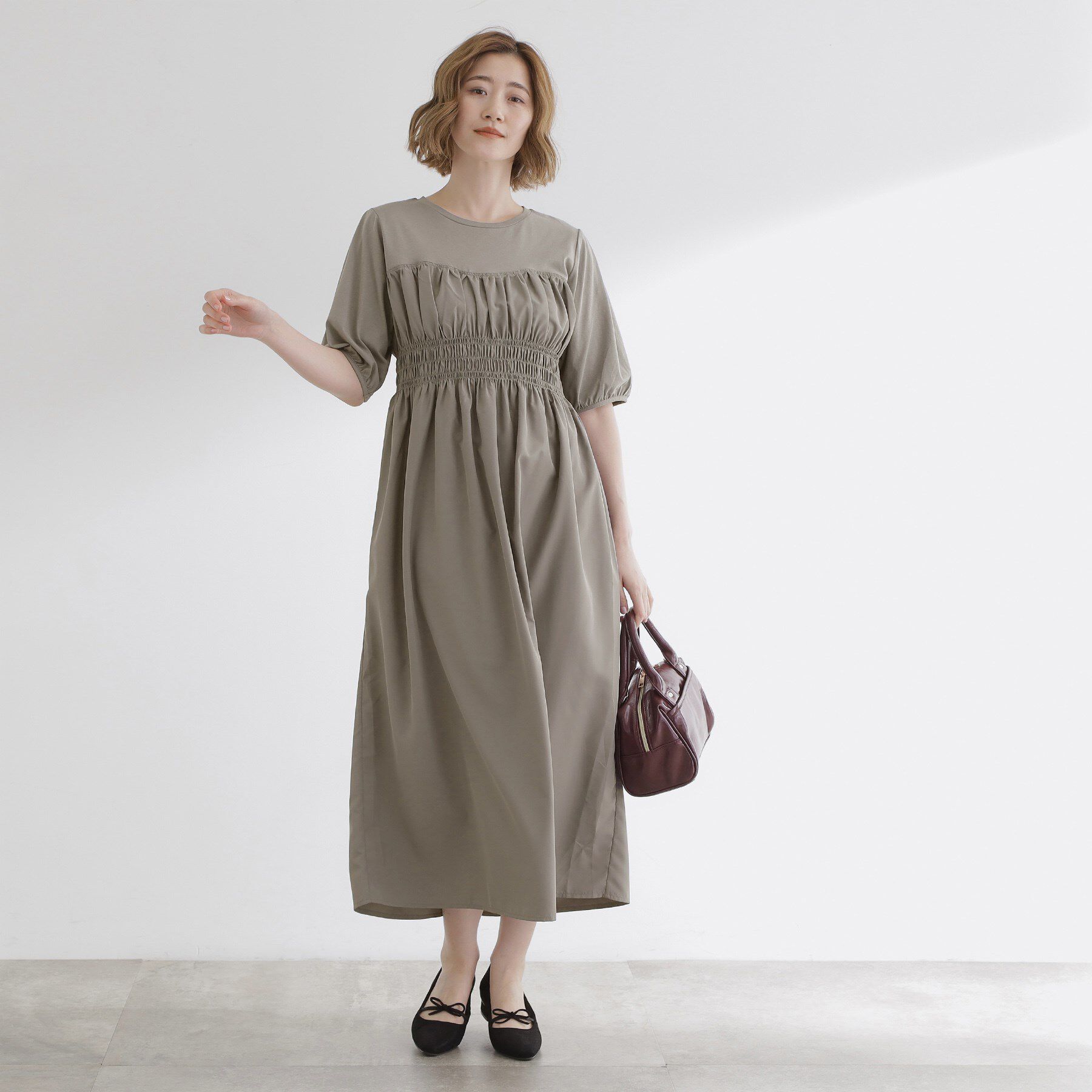 grove「【洗える/二の腕カバー】一枚で映える！ビスチェドッキングワンピース」|ワンピース|