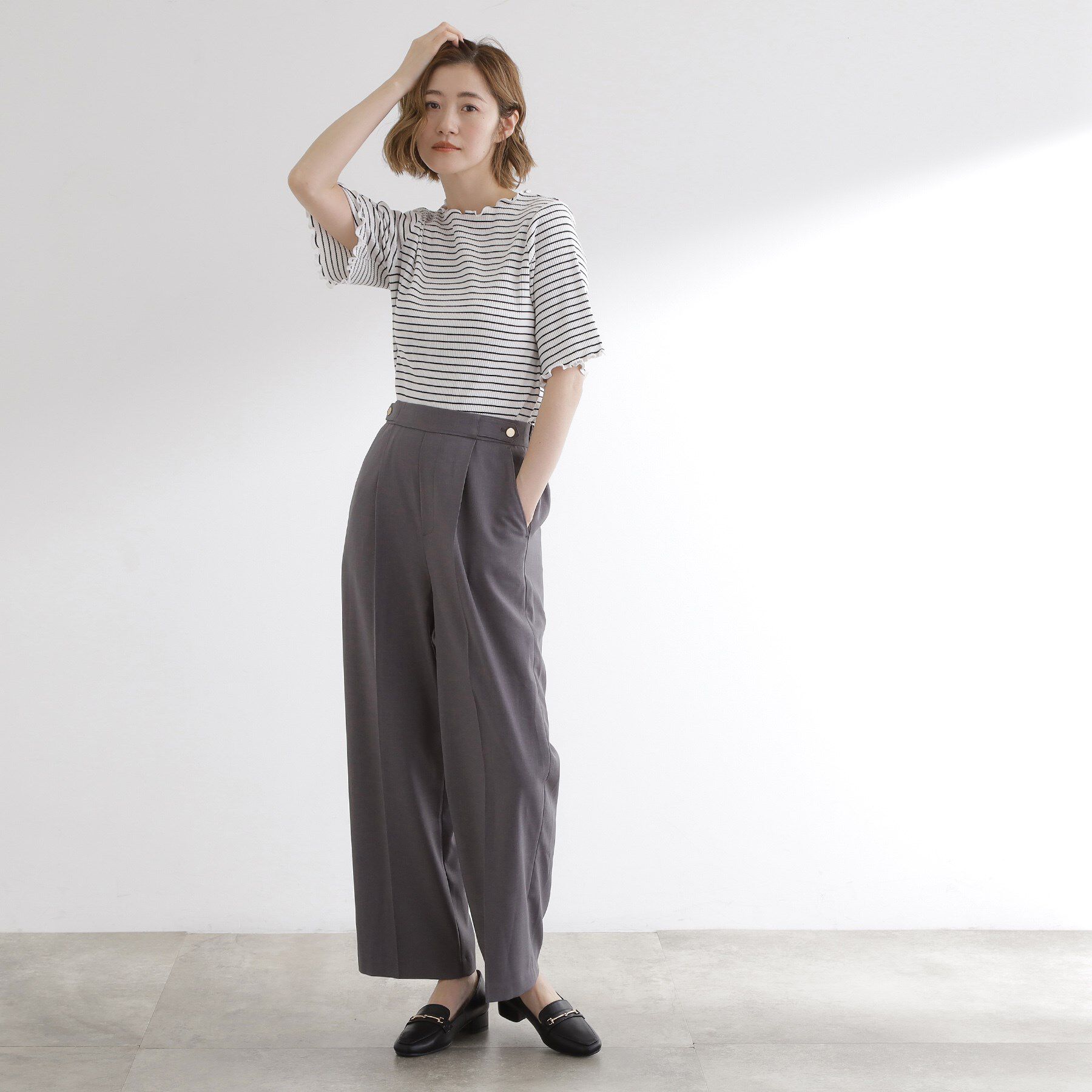 grove「一枚でもレイヤードでも楽しめる　マルチな5分袖プルオーバー」|Tシャツ・カットソー|