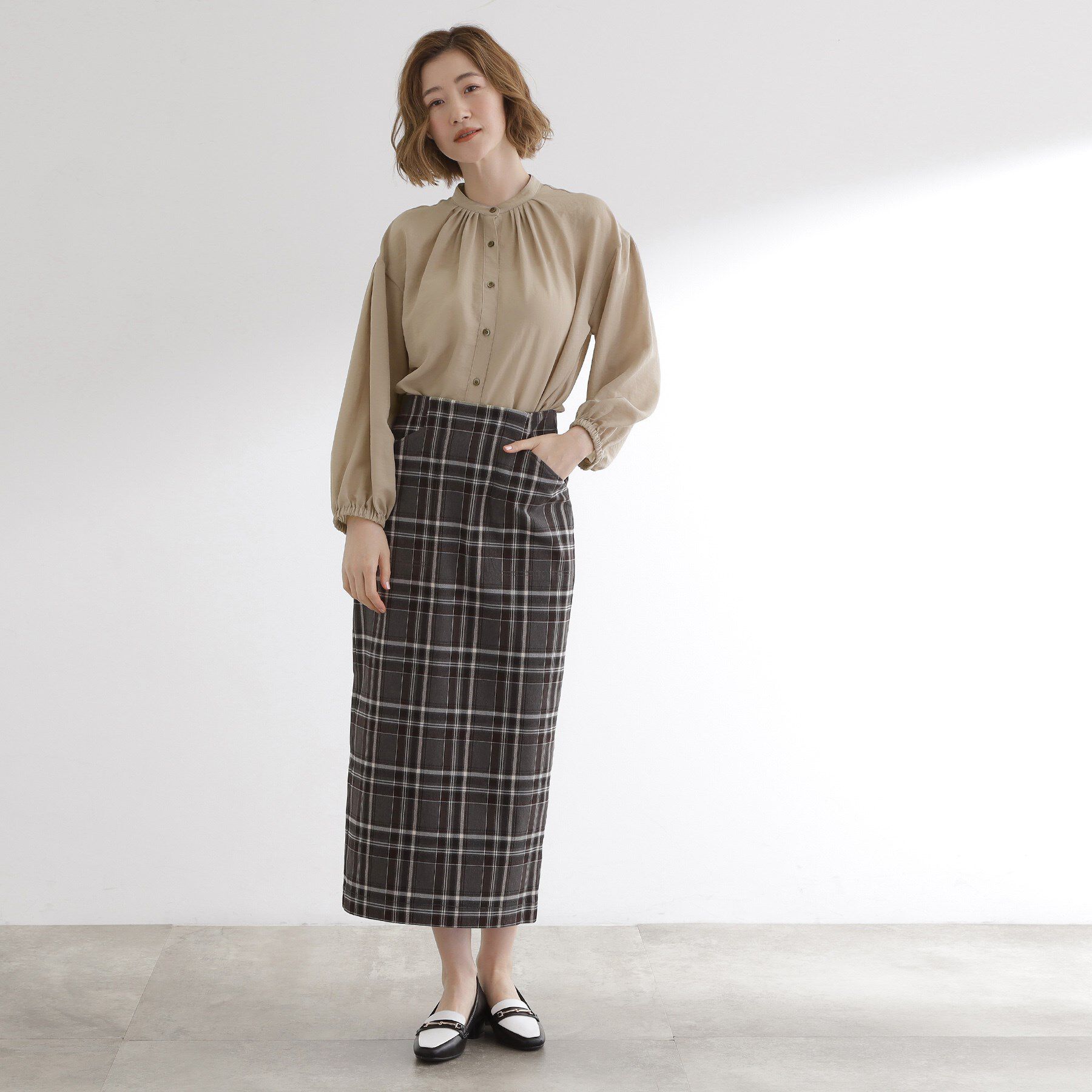 grove「【ひんやり/洗える】シアースタンドネックシャツブルゾン」|シャツ・ブラウス|