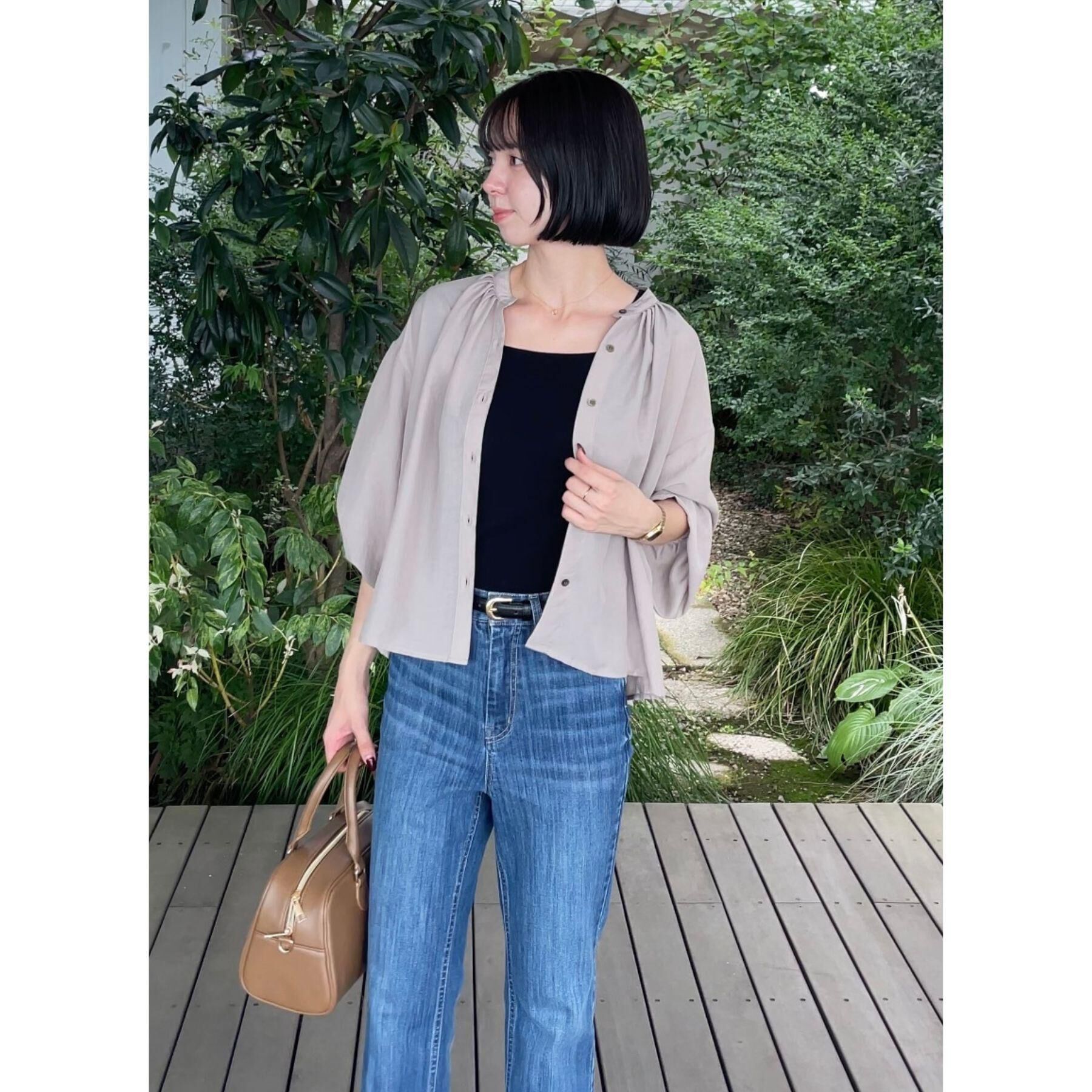 grove「【ひんやり/洗える】シアースタンドネックシャツブルゾン」|シャツ・ブラウス|