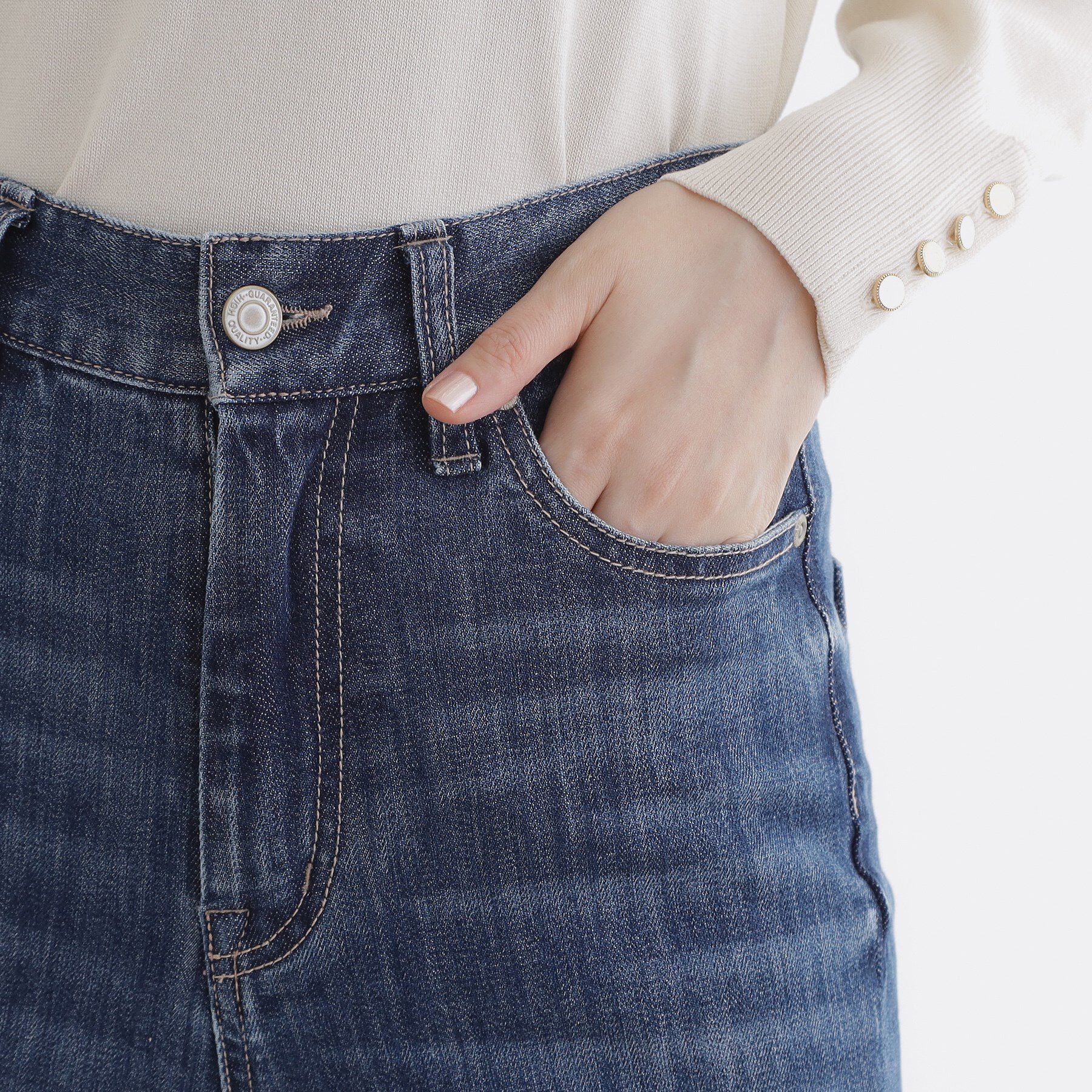 grove「【美シルエット/選べる着丈】大人のためのソフトフレアーデニム」|デニム|