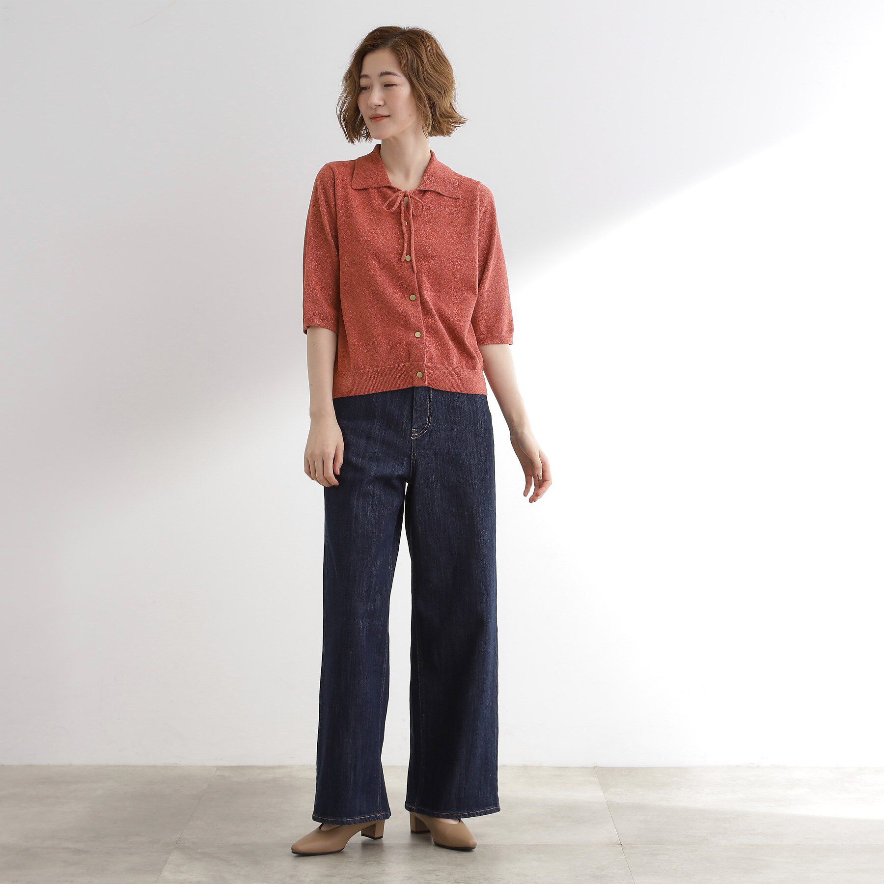 grove「華やぐラメモールで秋先取り　衿付きプルオーバーニット」|ニット・セーター|