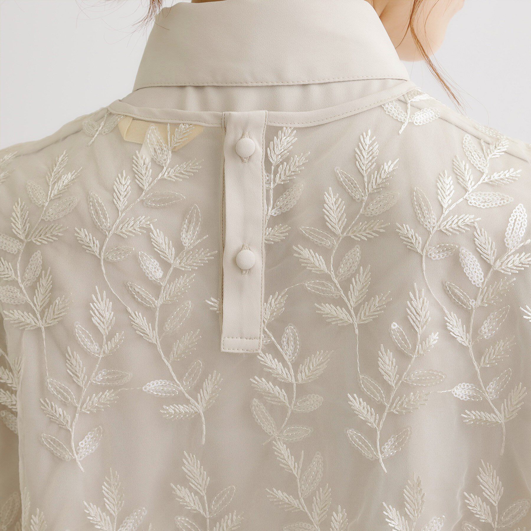 grove「リーフ刺繍スパンコールベスト＆ブラウスセット」|シャツ・ブラウス|